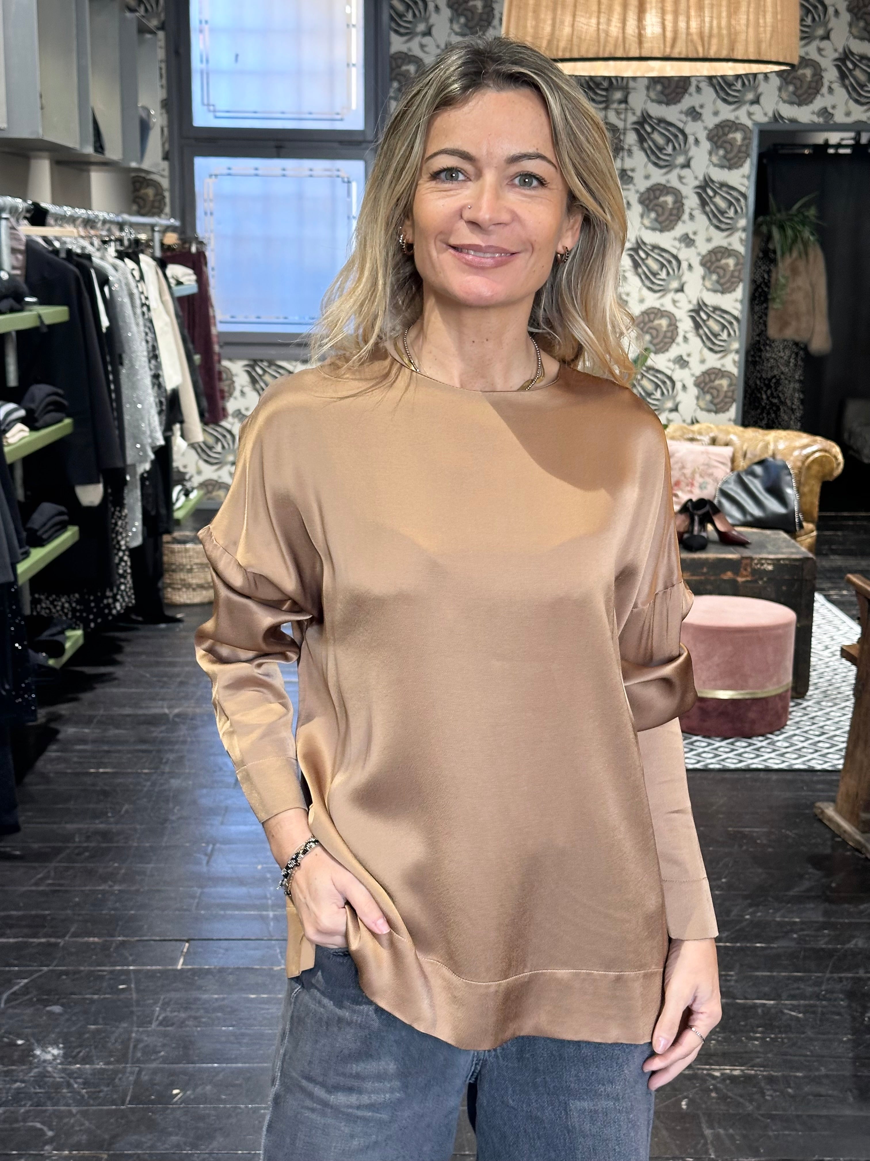 Blusa Girocollo Sesamo _ Ottod'Ame