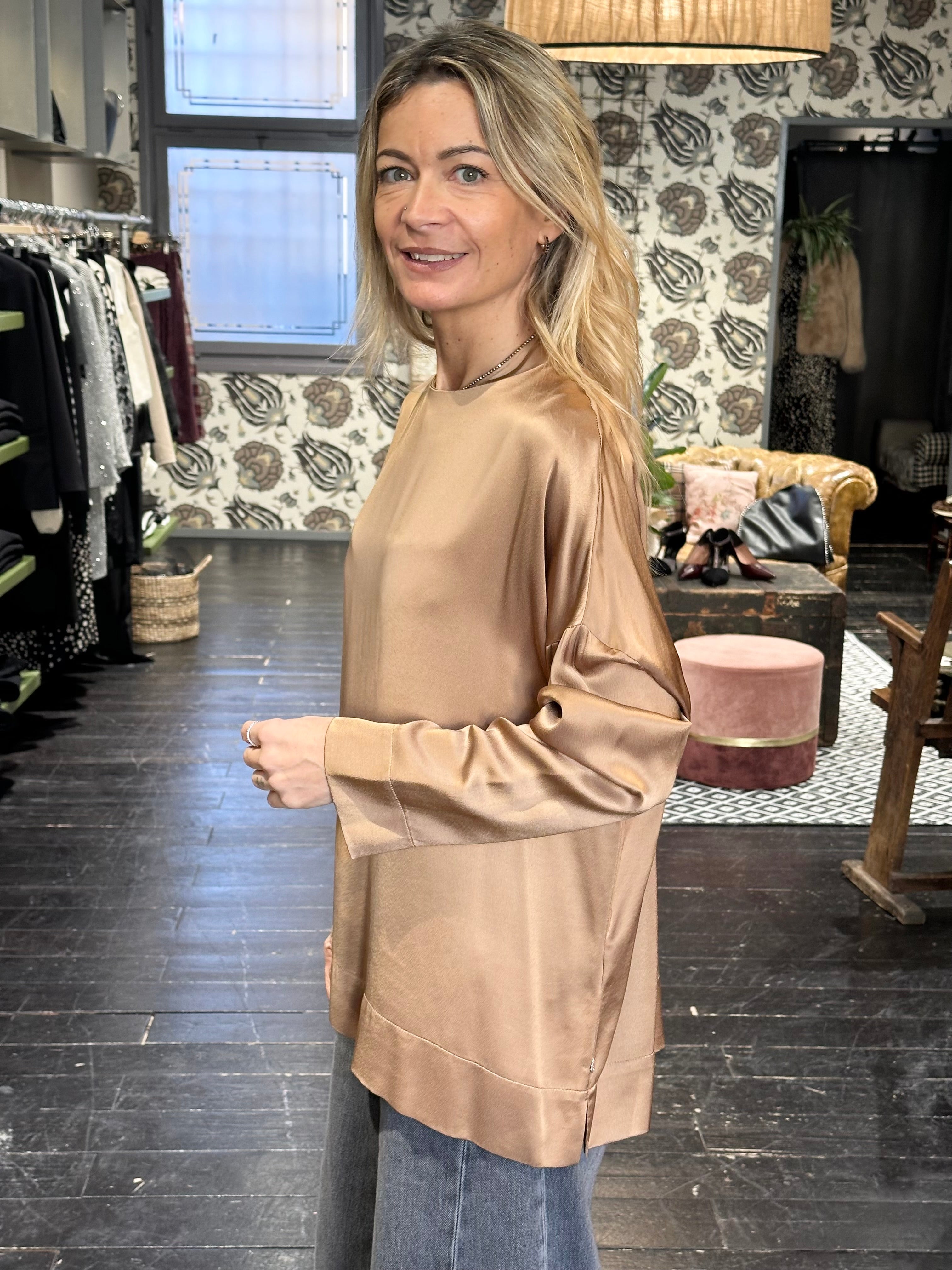 Blusa Girocollo Sesamo _ Ottod'Ame