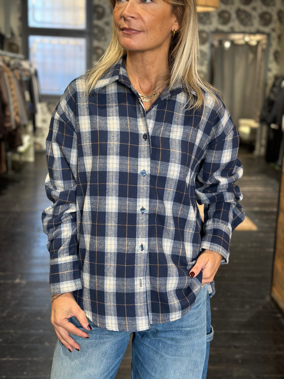 Camicia check blu over _ MI.LE. for soku