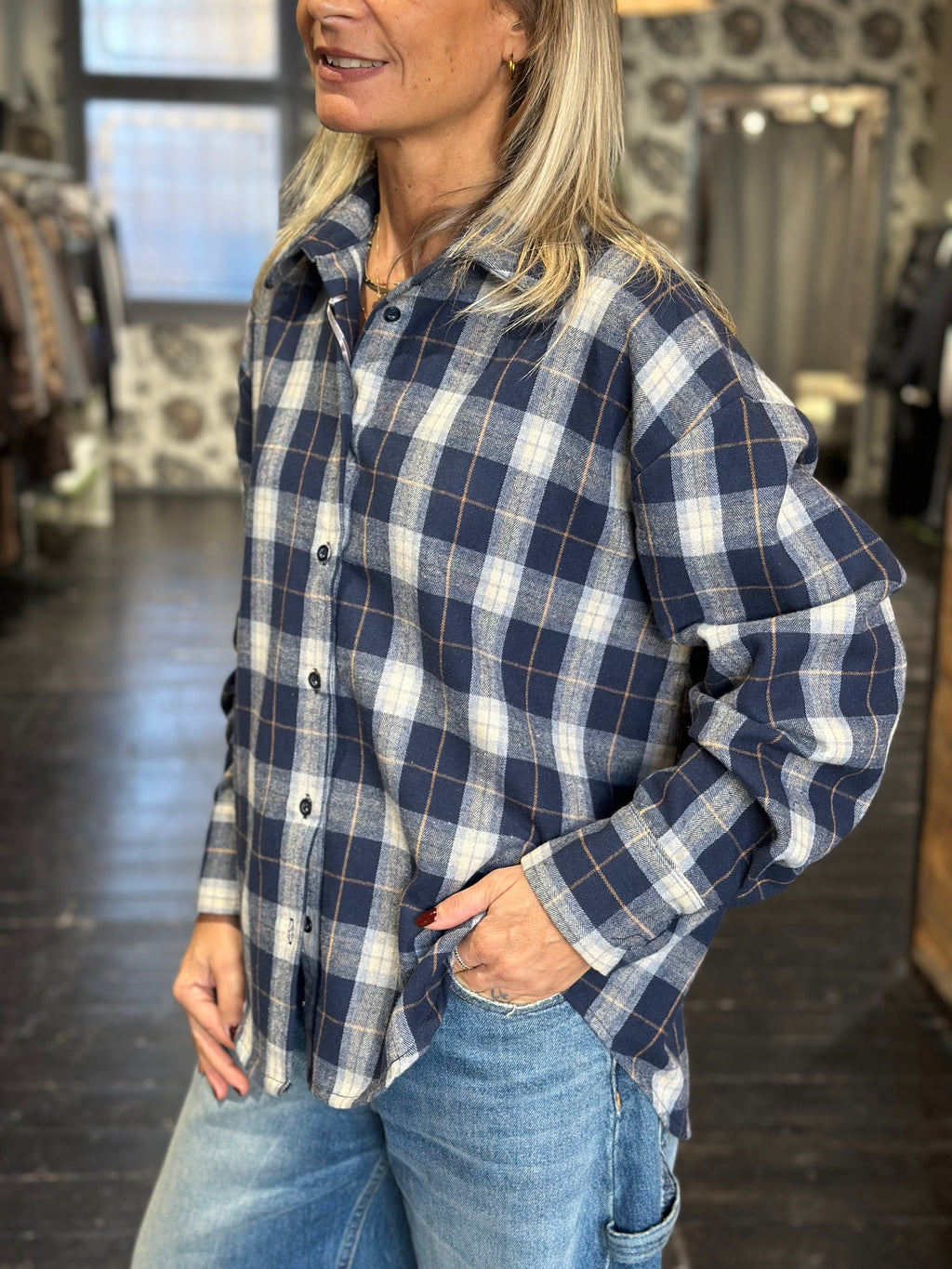 Camicia check blu over _ MI.LE. for soku