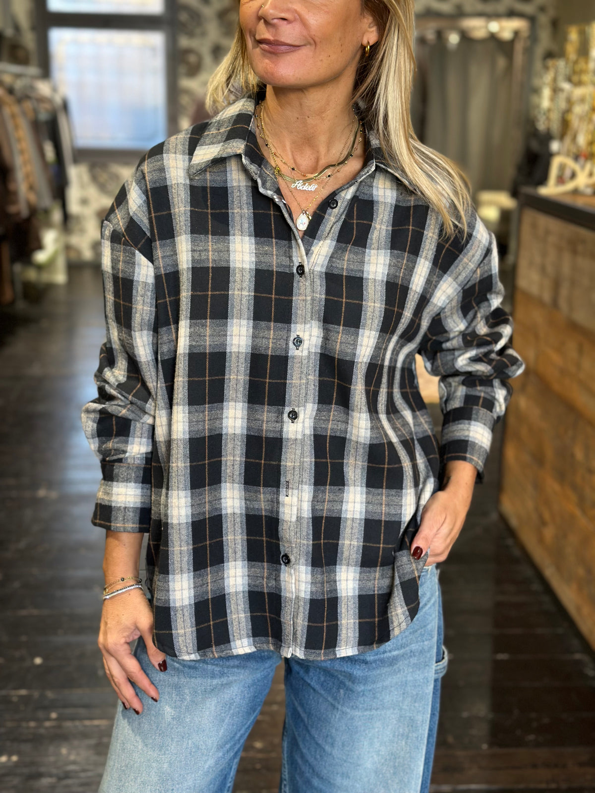 Camicia check nera over _ MI.LE. for soku