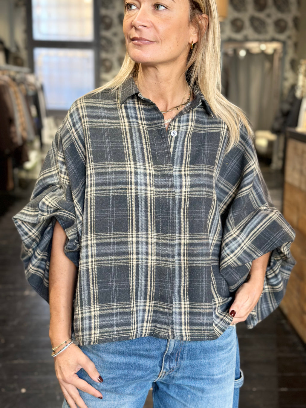 Camicia Check grigio Ampia _ Mi.LE. for soku