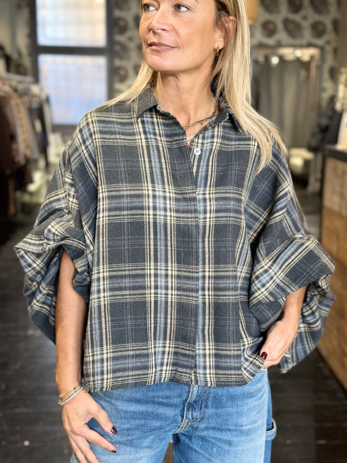 Camicia Check grigio Ampia _ Mi.LE. for soku
