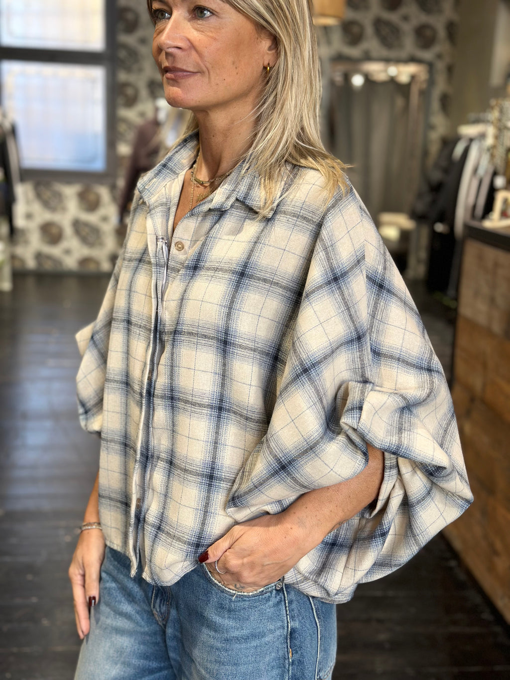 Camicia Check Panna Ampia _ MI.LE. for soku