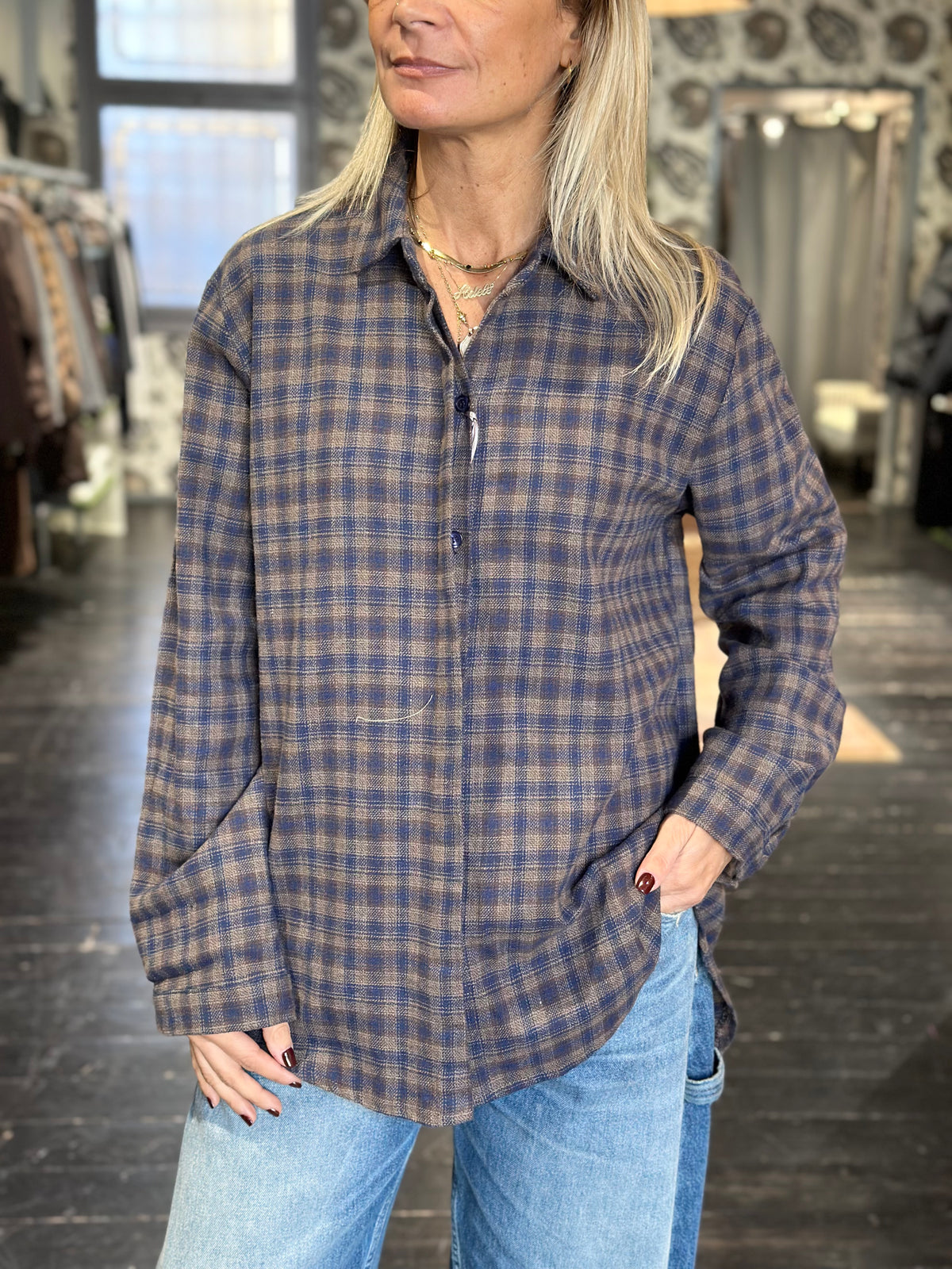 Camicia Check Blu/Moro Over _ MI.LE, for soku