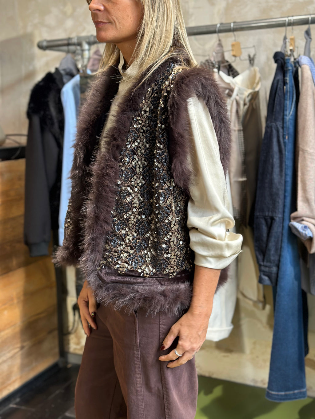 Gilet velluto moro con paillettes _ Souvenir