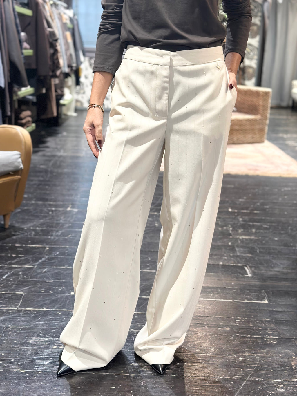 Pantalone gessato con micro paillettes _ Souvenir