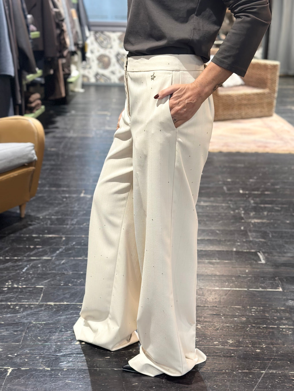 Pantalone gessato con micro paillettes _ Souvenir