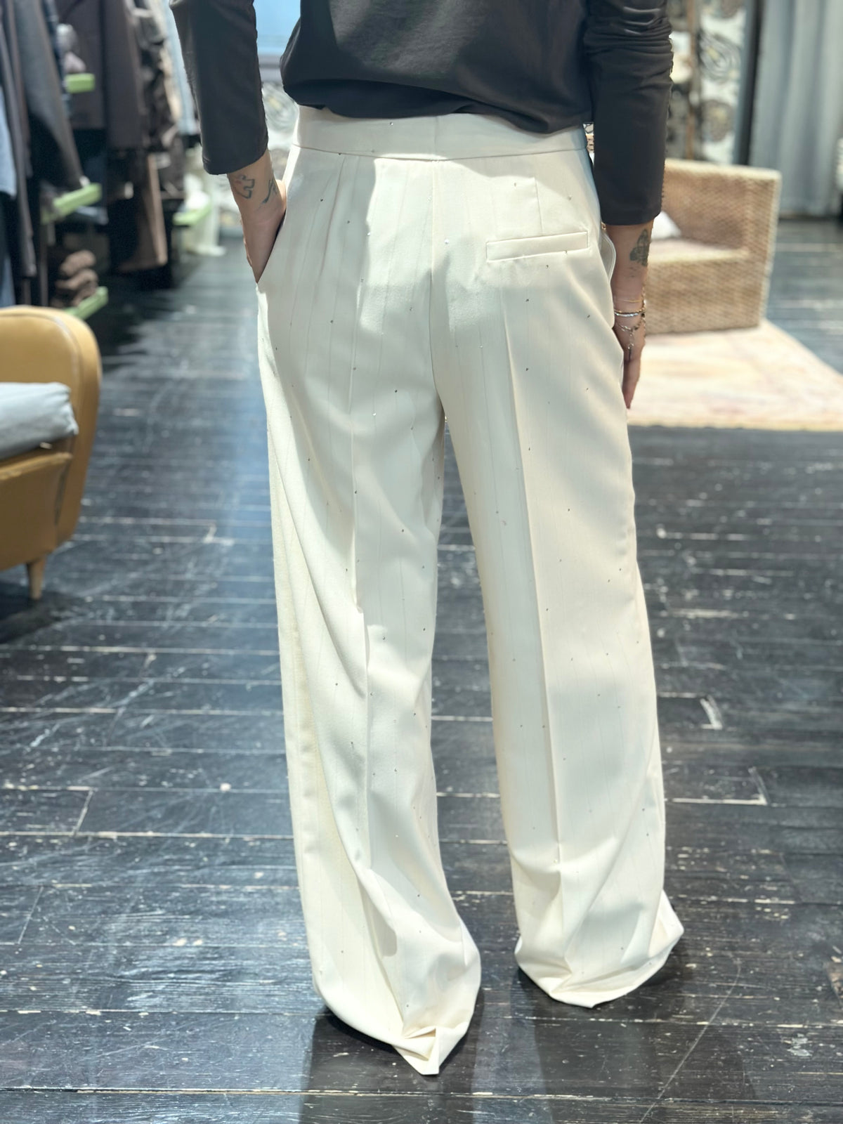 Pantalone gessato con micro paillettes _ Souvenir