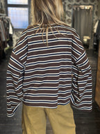 T-shirt rigata con maniche a campana blu _ Vicolo