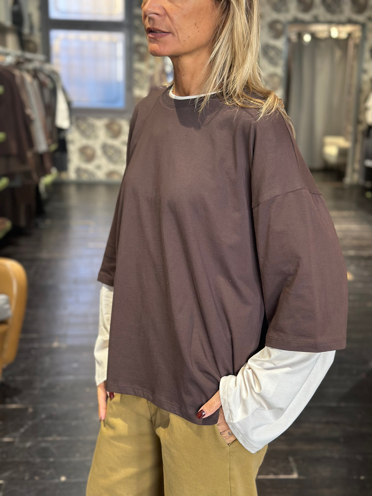T-shirt doppia manica moro _ Vicolo