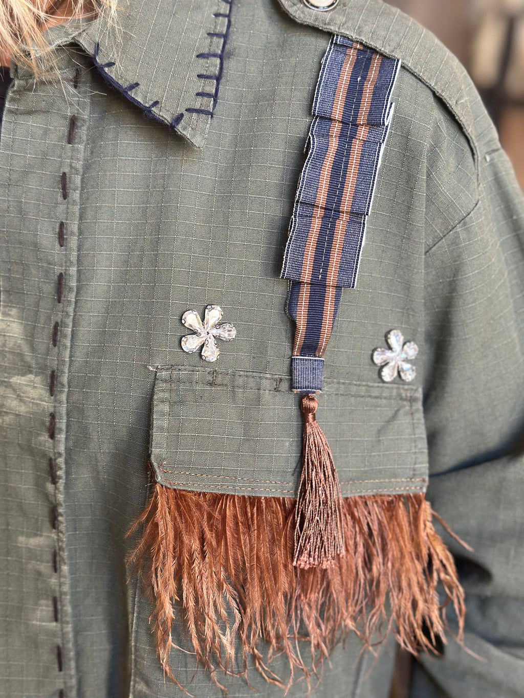 Camicia  piume e strass _  MI.LE. for soku