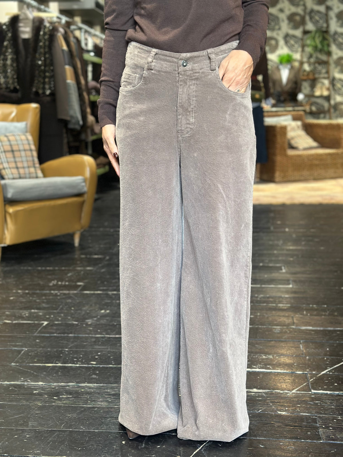 Pantalone palazzo in velluto _  Karma