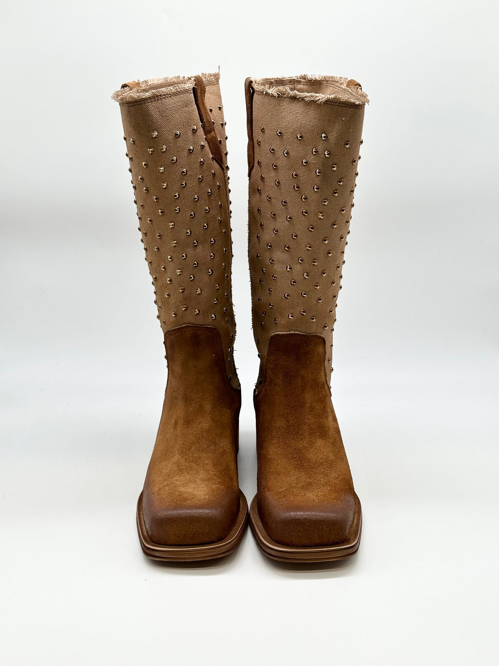 Camperos pelle + Canvas color cuoio _ Divine Follie