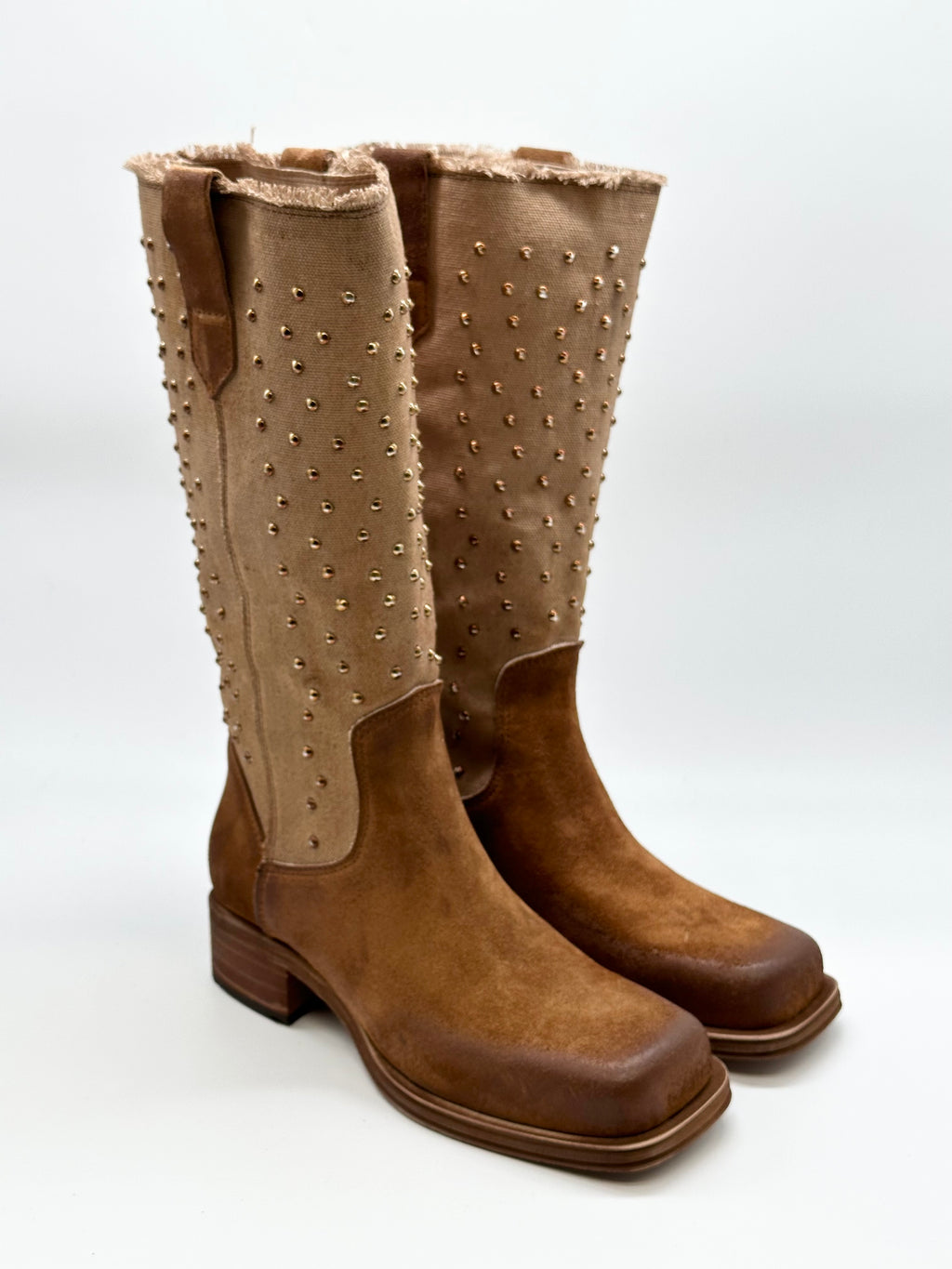 Camperos pelle + Canvas color cuoio _ Divine Follie
