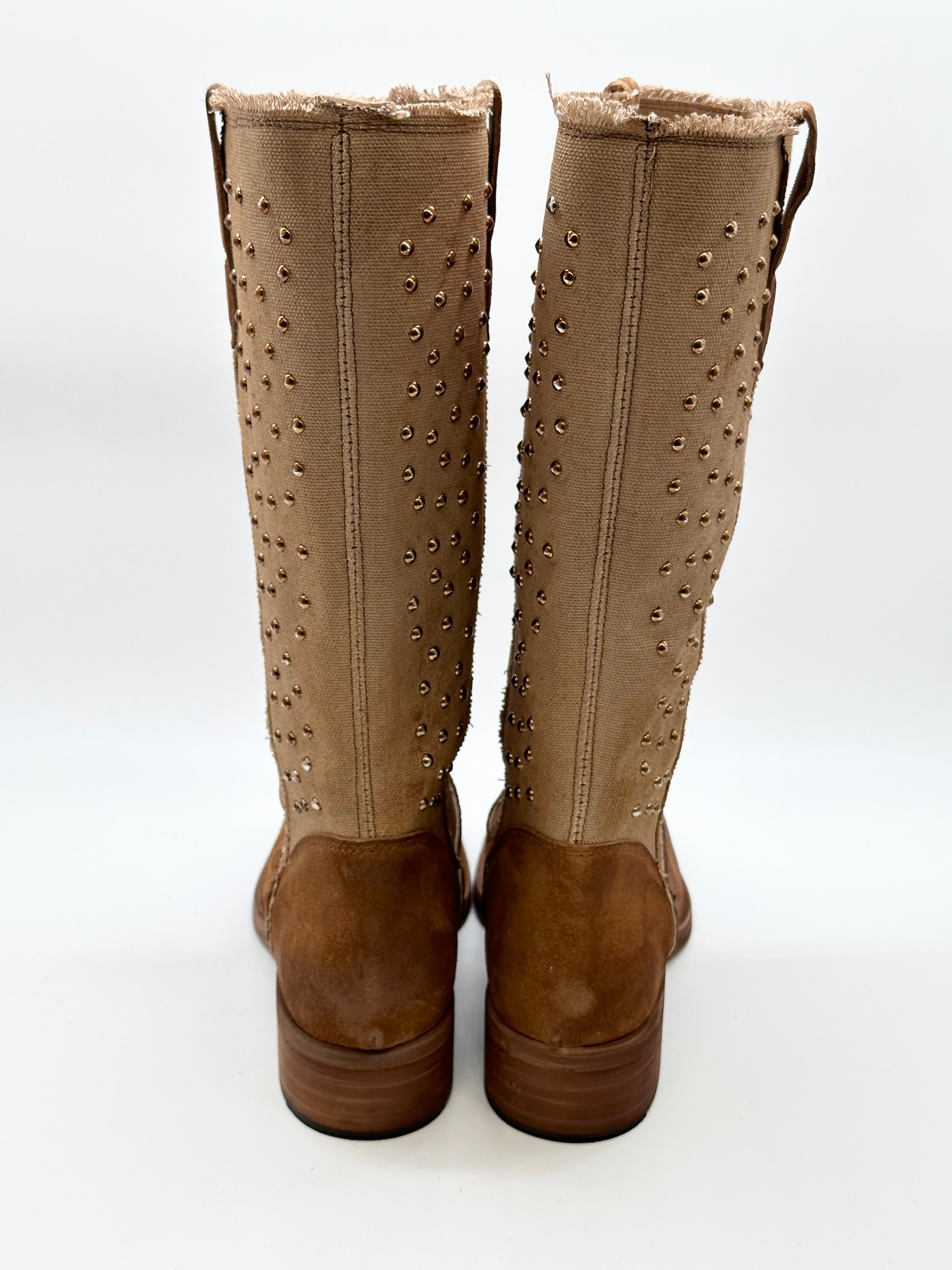 Camperos pelle + Canvas color cuoio _ Divine Follie