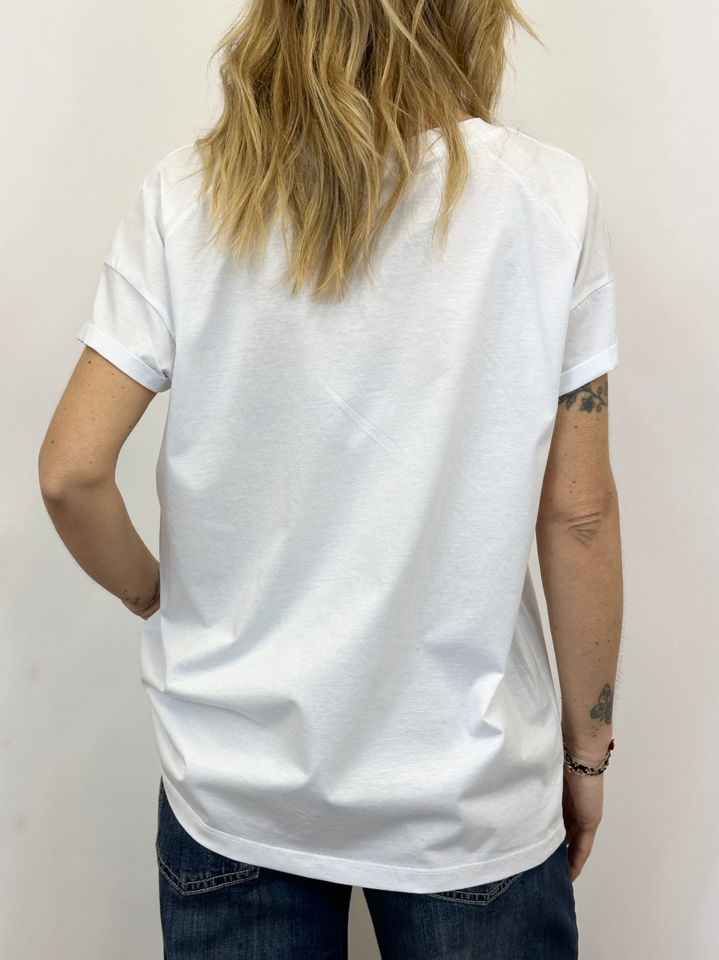 T-Shirt  scollo a V Bianco