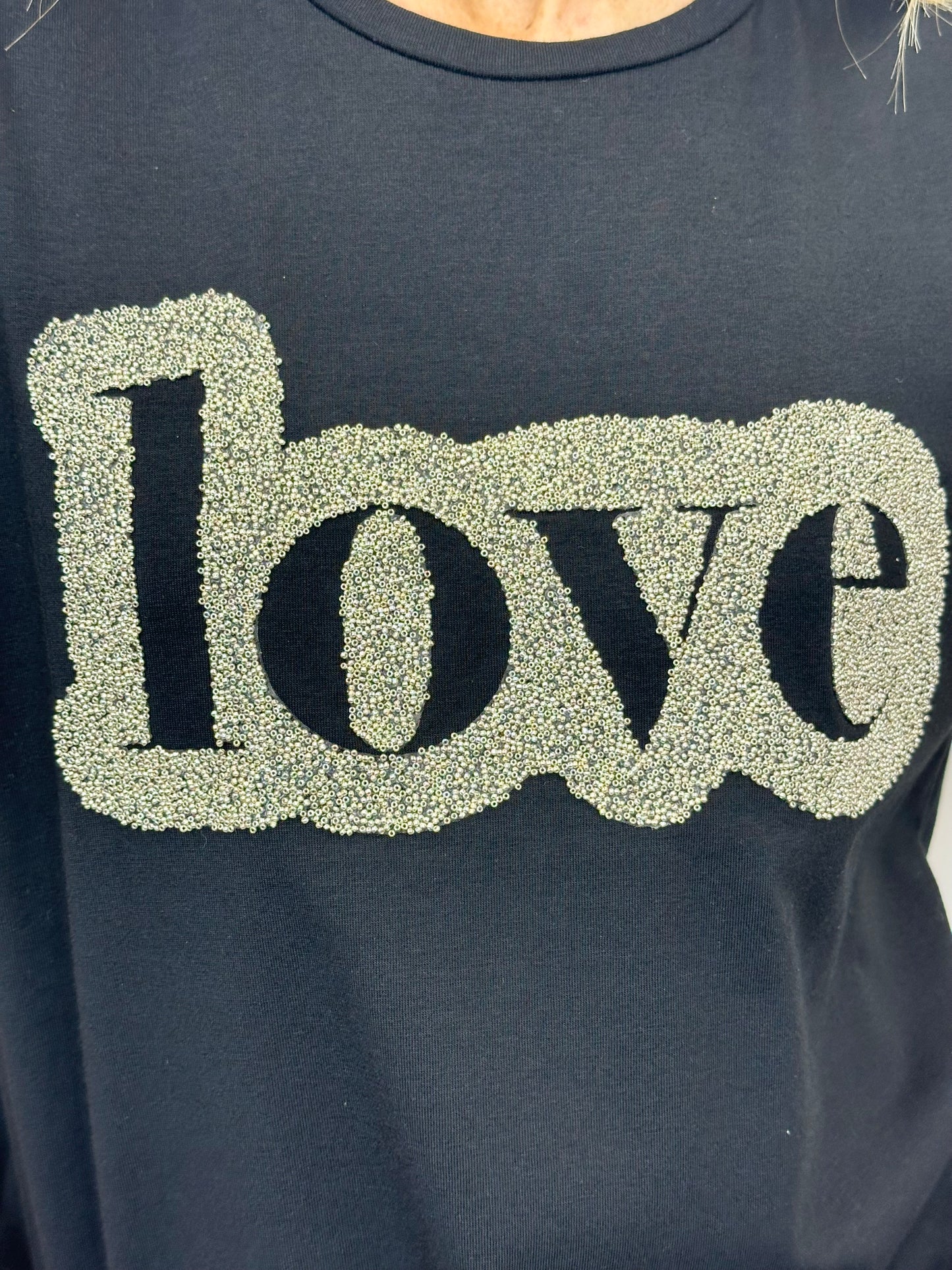 T-Shirt nera con scritta Love