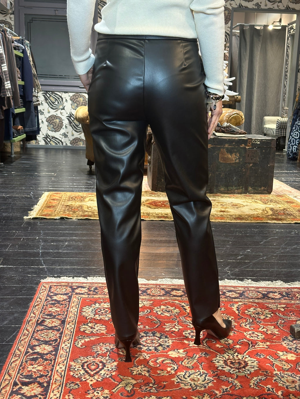Pantalone Ecopelle Nero _ Vicolo
