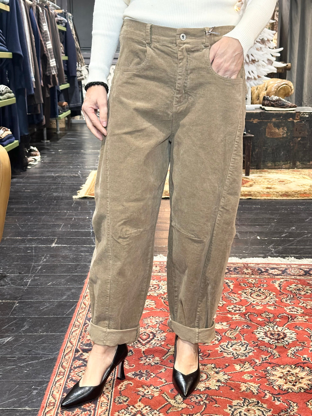 Pantalone Velluto Balloon Beige _ MI.LE. for soku