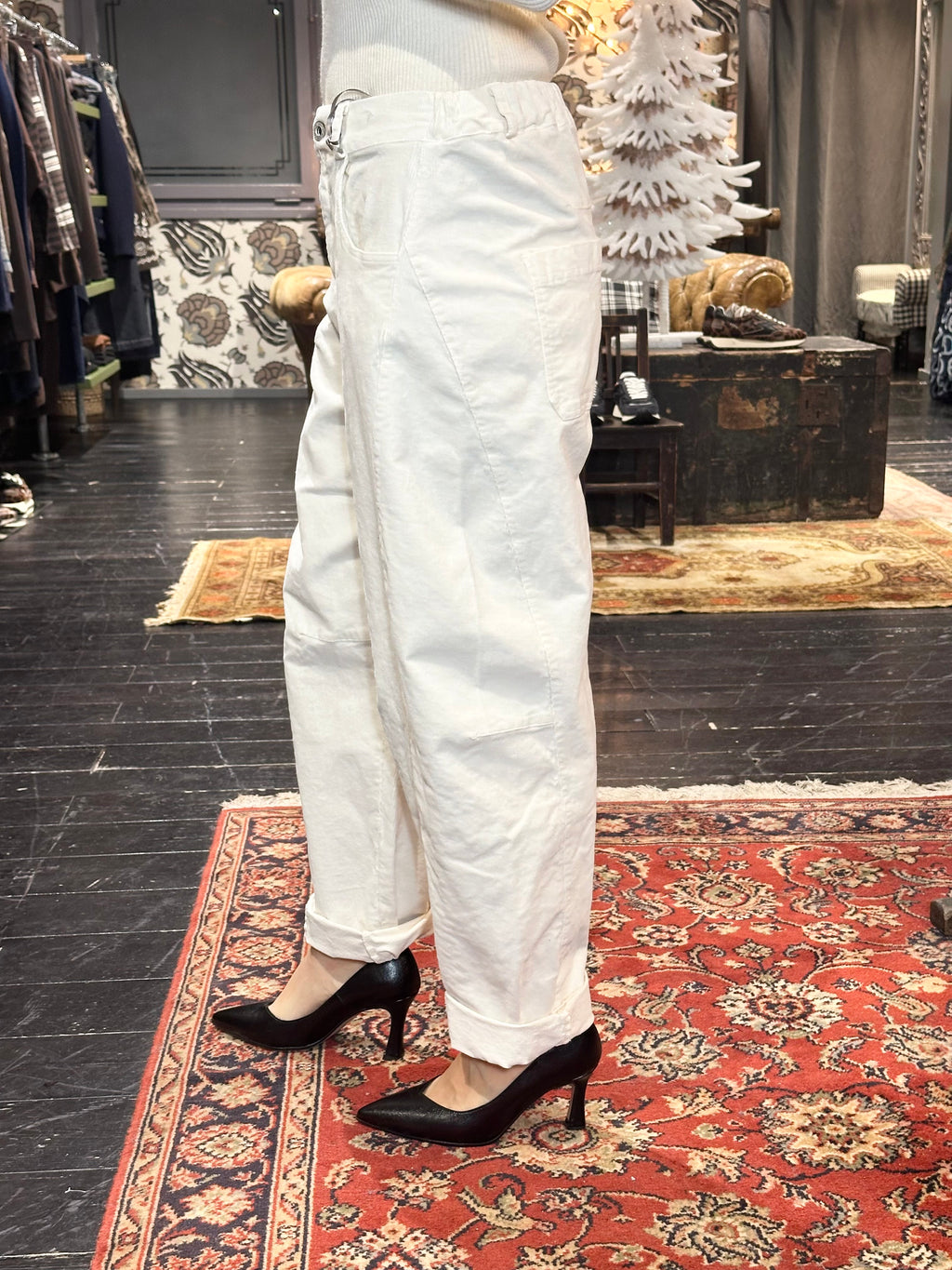 Pantalone Velluto Balloon Panna _ MI.LE. for soku