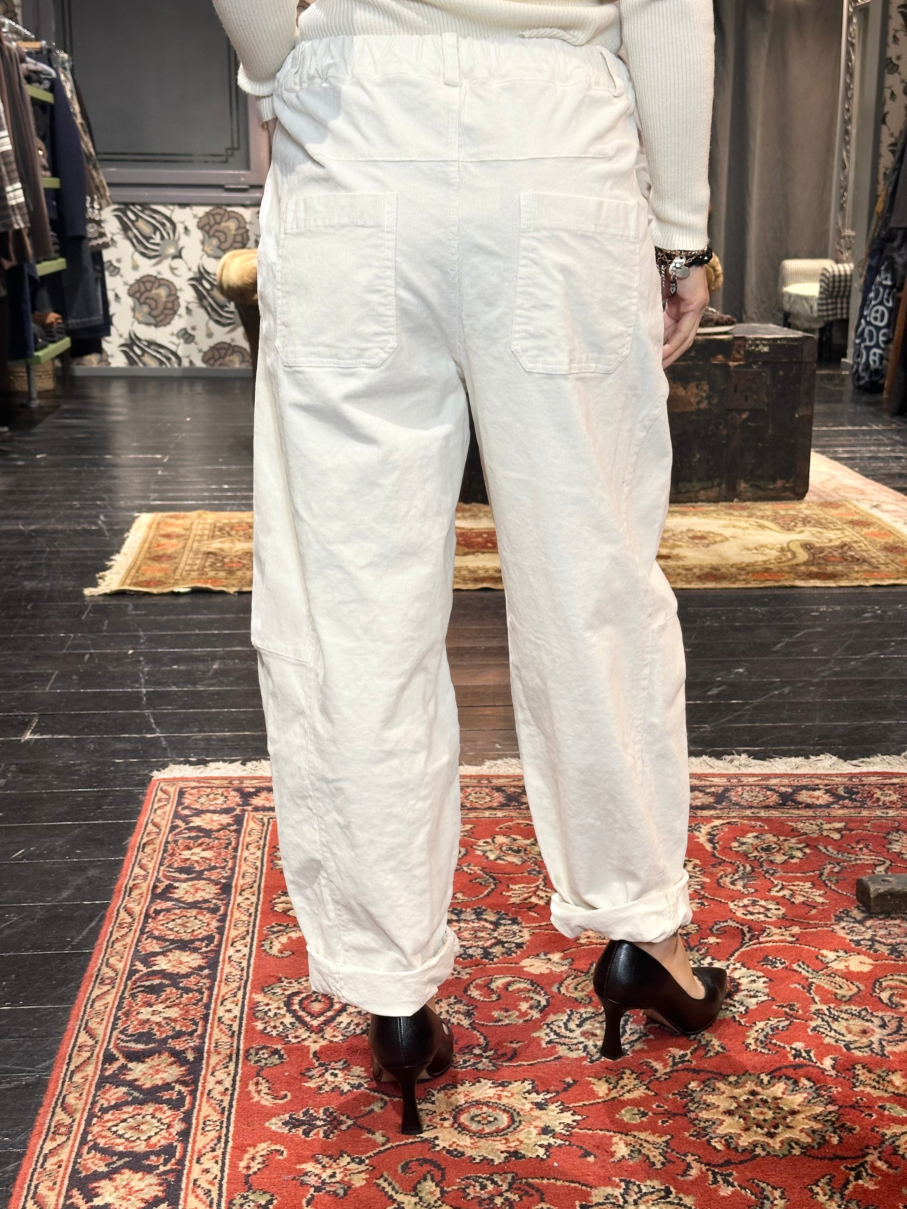 Pantalone Velluto Balloon Panna _ MI.LE. for soku