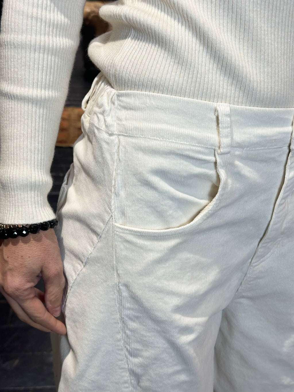 Pantalone Velluto Balloon Panna _ MI.LE. for soku