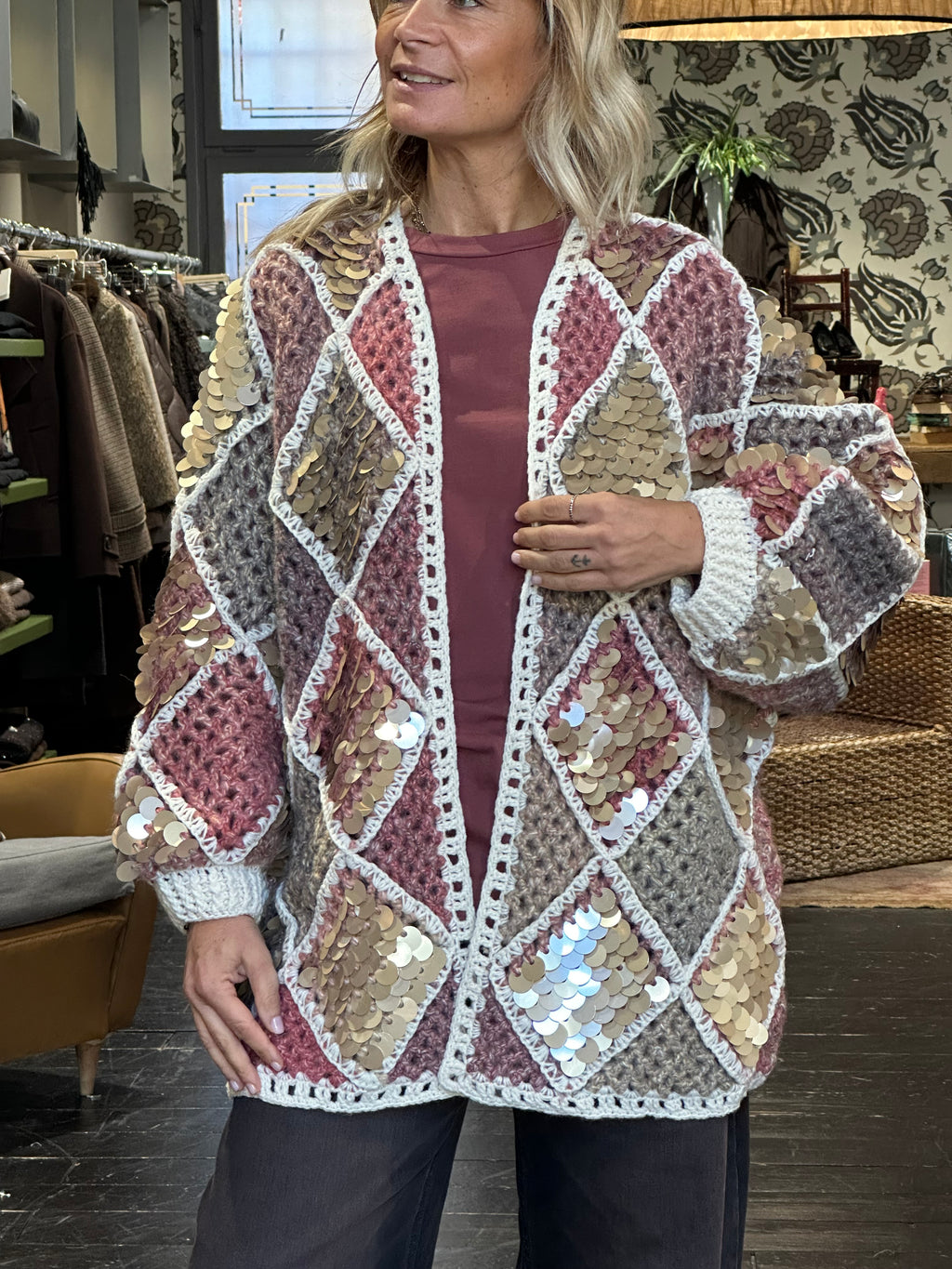 Cardigan con maxi paillettes _ MI.LE. for soku