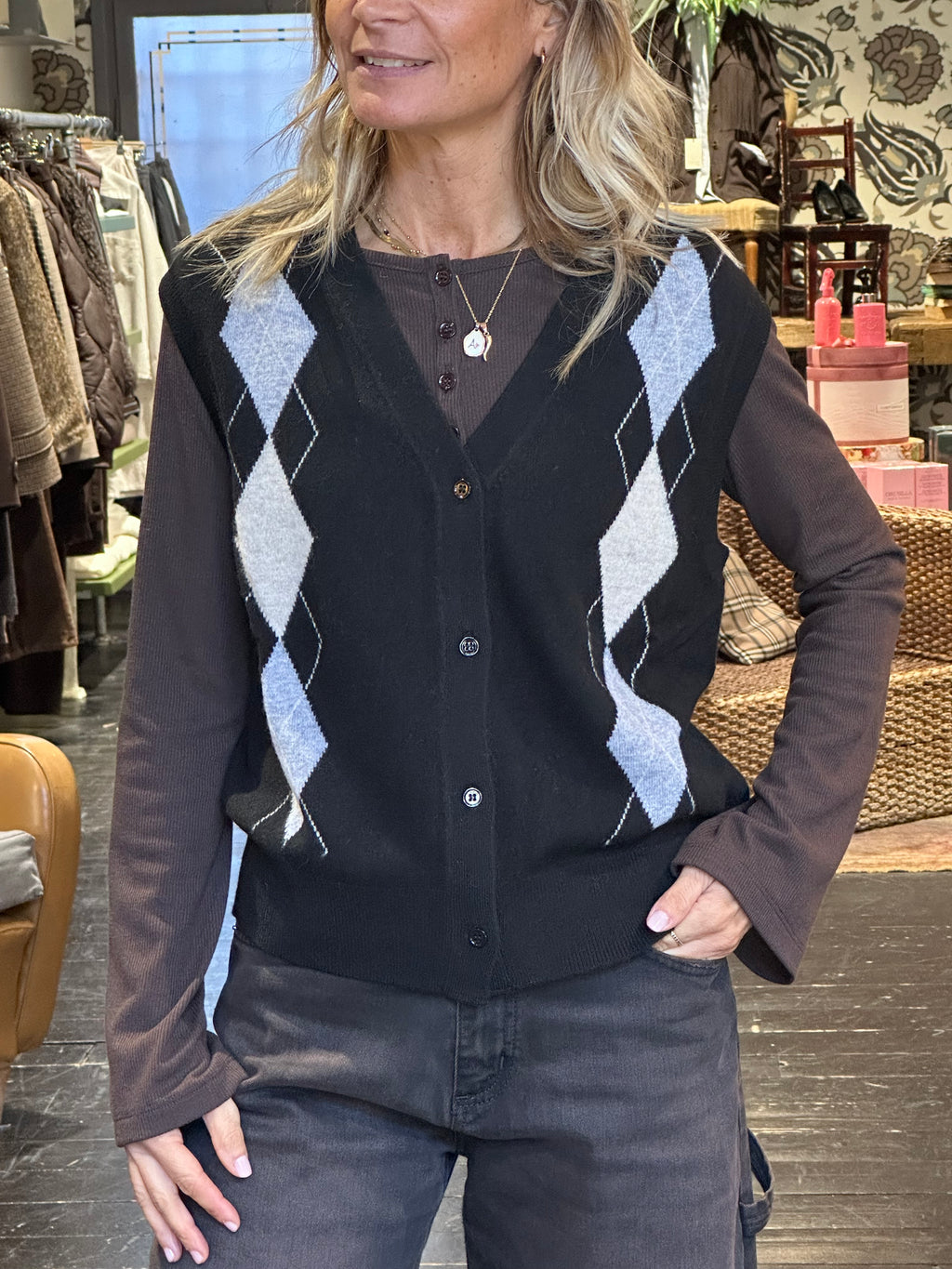 Gilet nero a rombi _ MI.LE. for soku