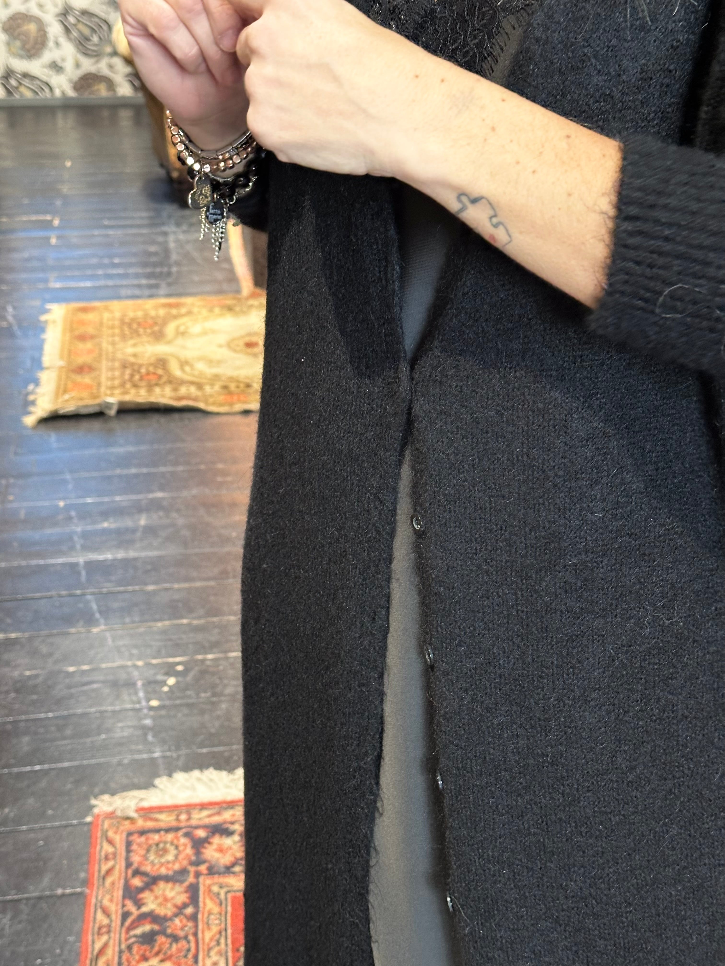 Cardigan Lungo Mohair Nero _ MI.LE.for soku