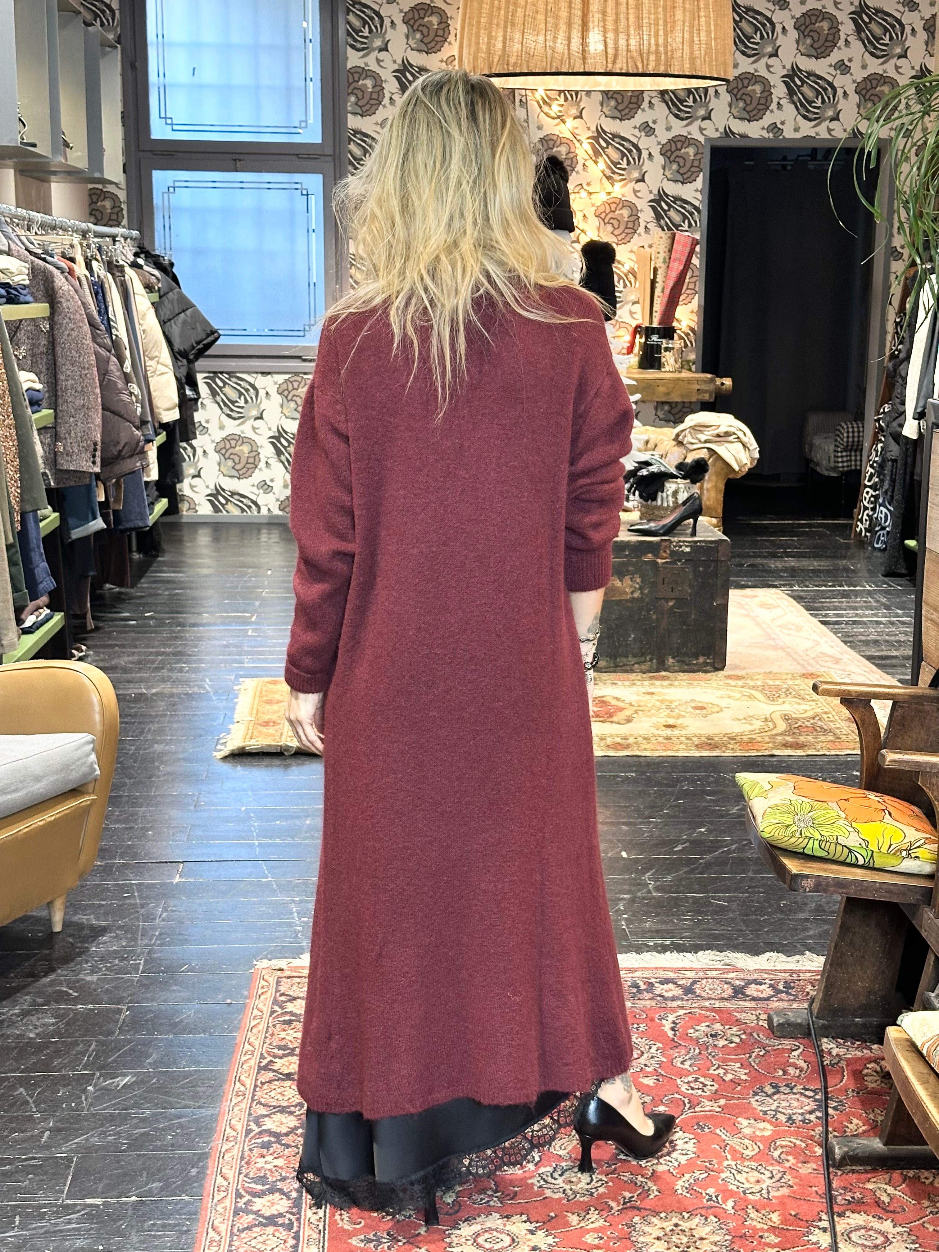 Cardigan Lungo Mohair Bordeaux _ MI.LE.for soku