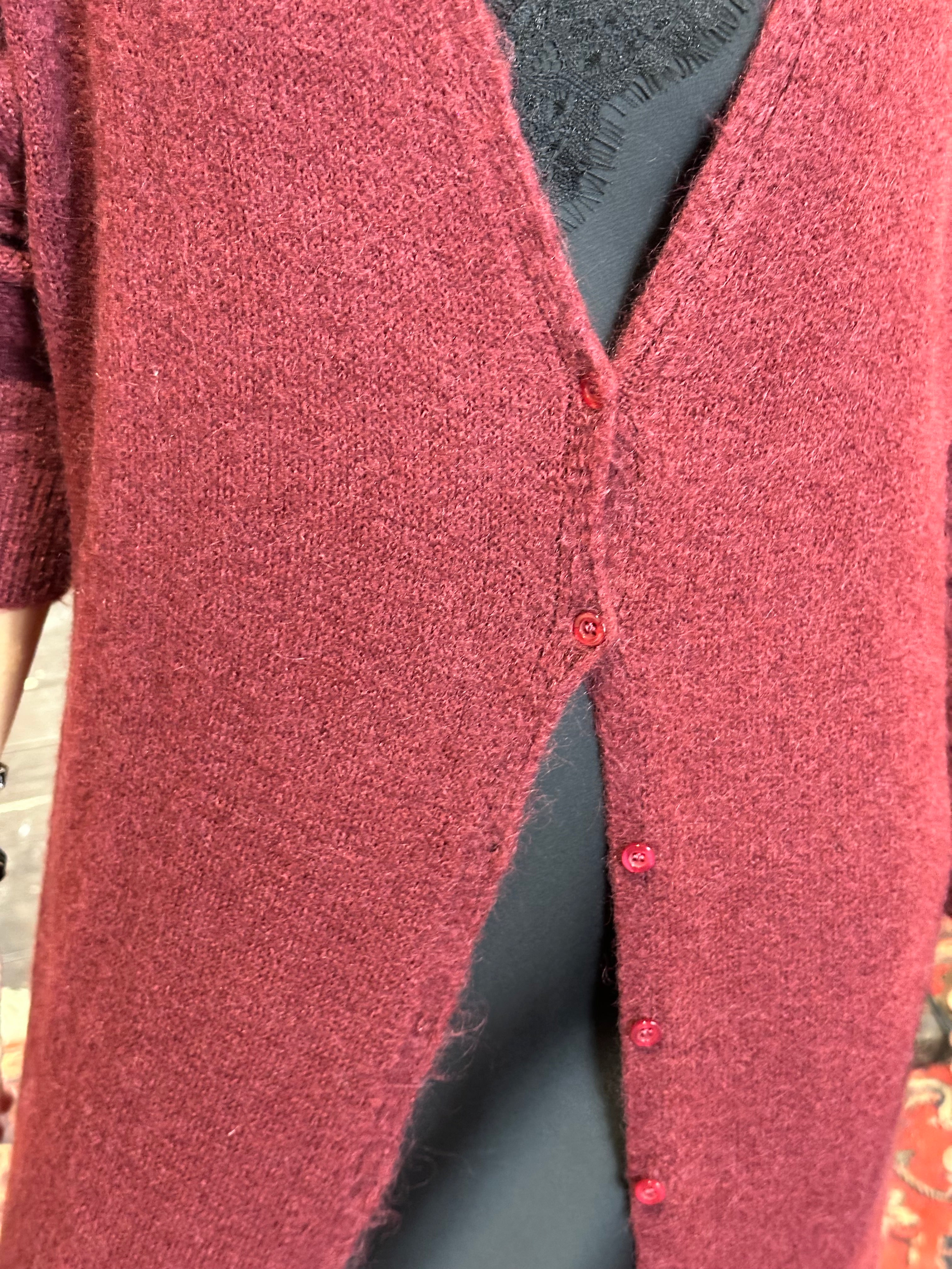 Cardigan Lungo Mohair Bordeaux _ MI.LE.for soku