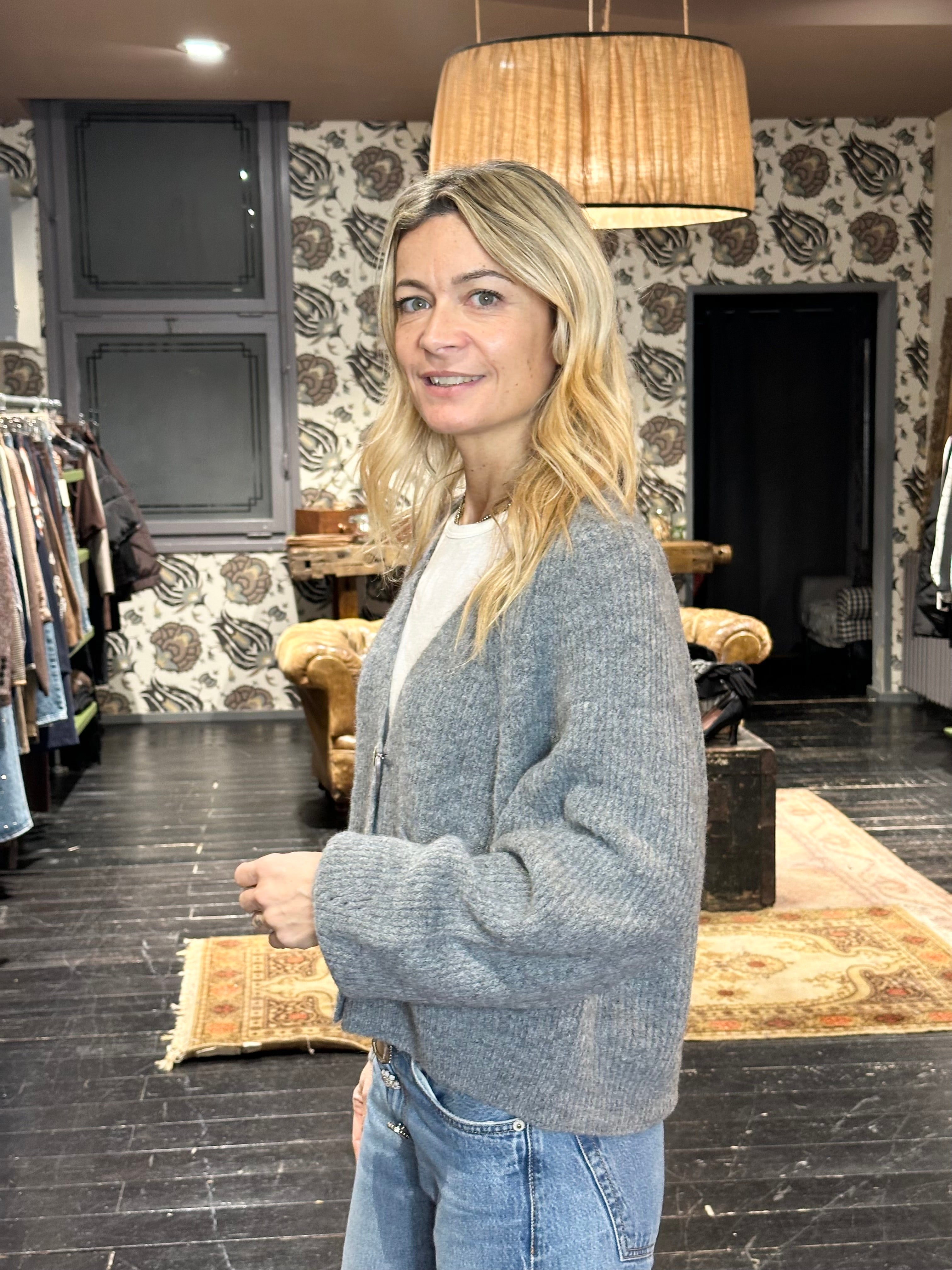 Cardigan Coste Grigio _ MI.LE. forv soku