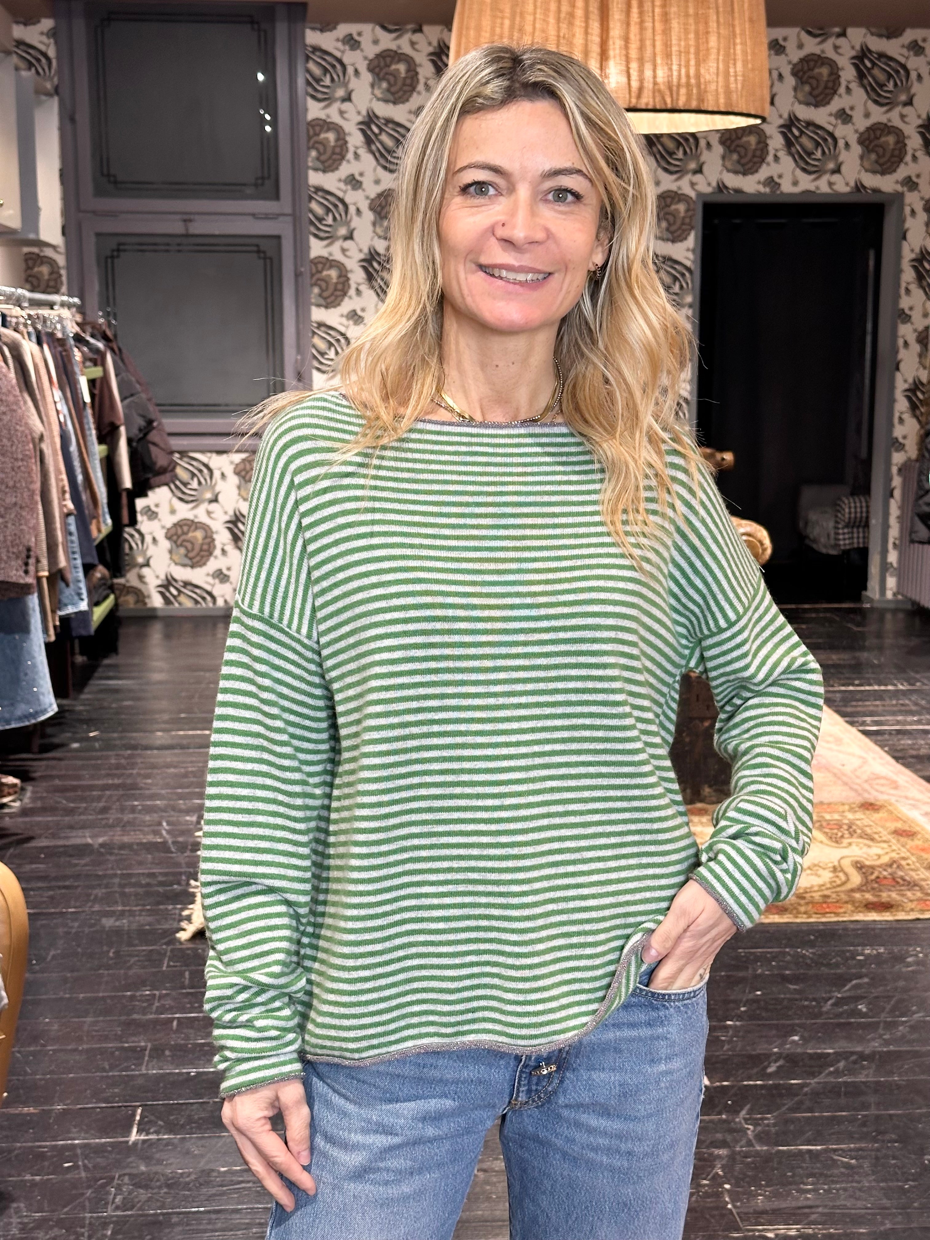 Scollo Barca Rigata Verde _ MI.LE. for soku