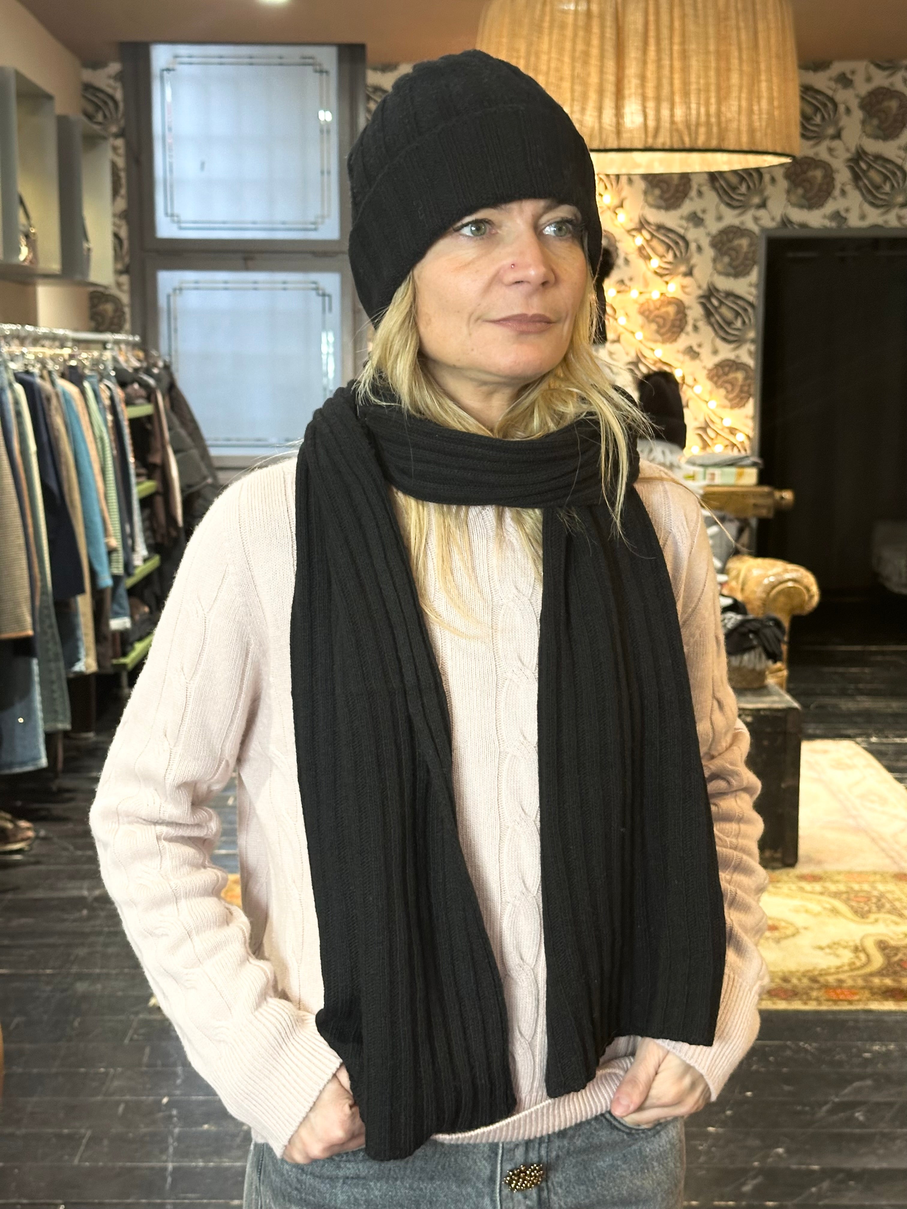 Set Cappello e Sciarpa Nero _ MI.LE. for soku