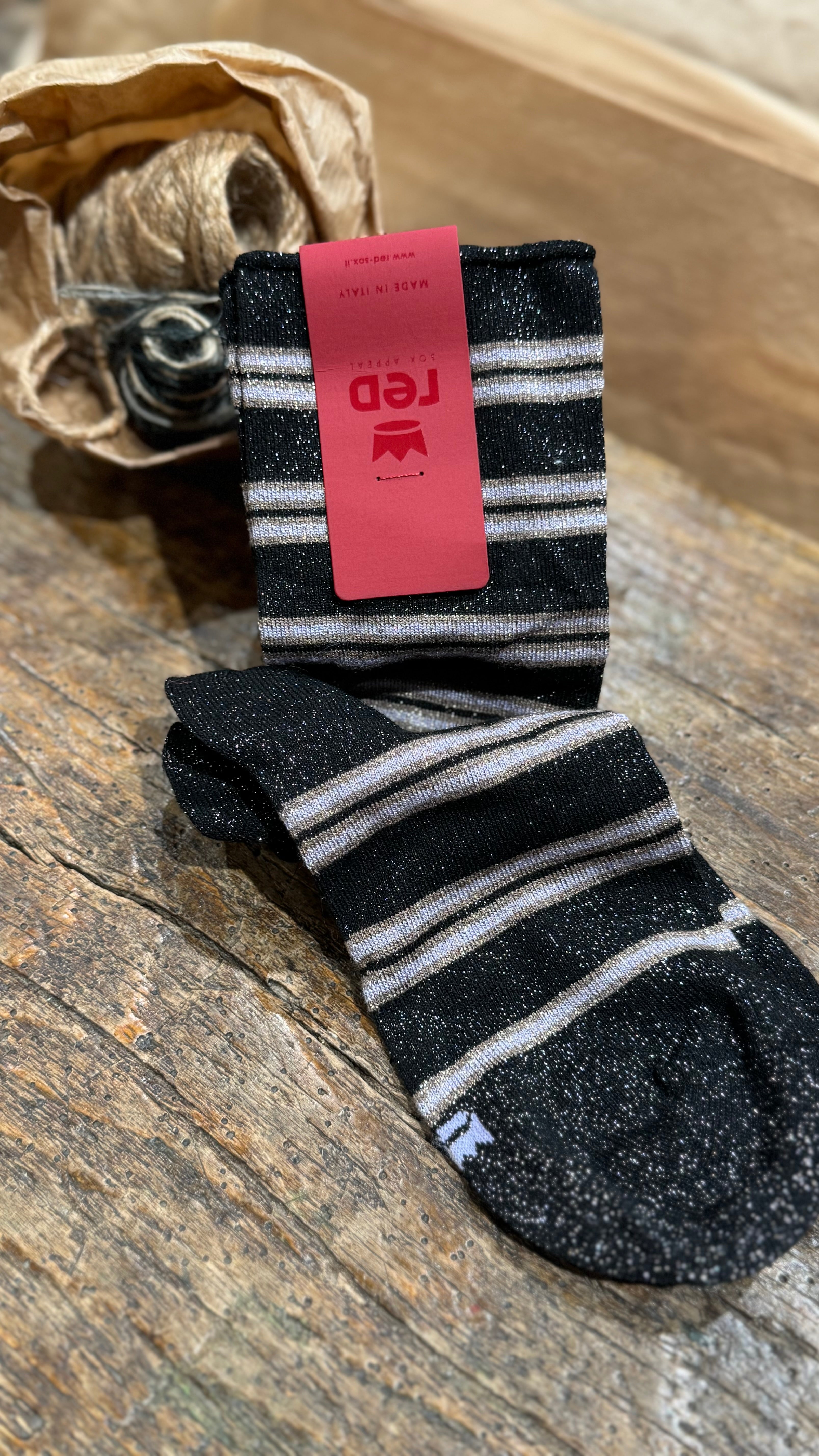 Calzino Lurex Rigato _ Red