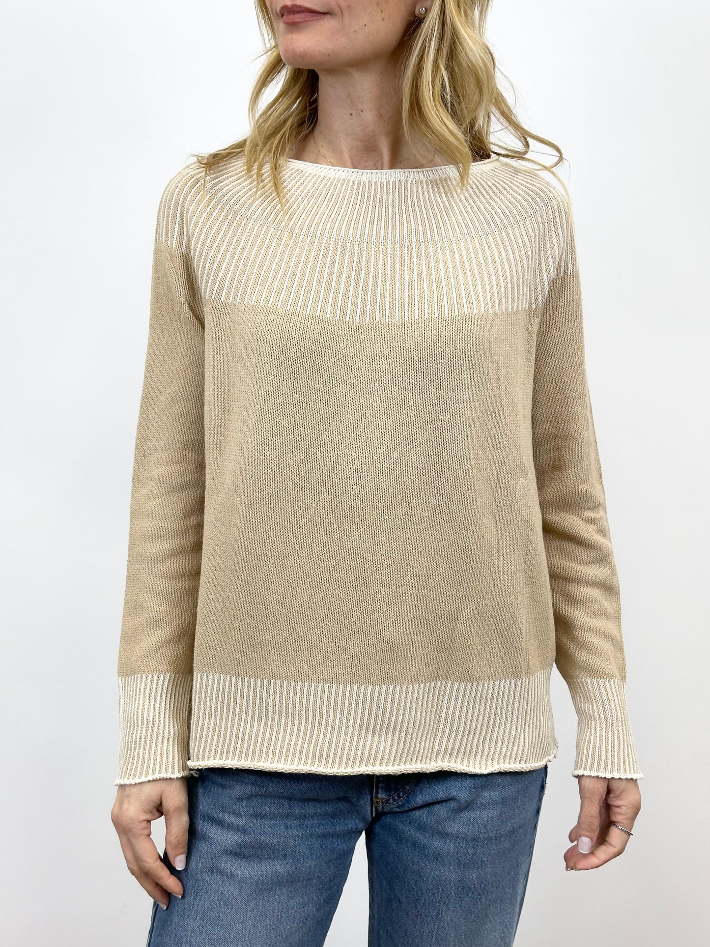 Maglia rifinitura a contrasto Beige