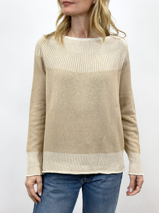 Maglia rifinitura a contrasto Beige