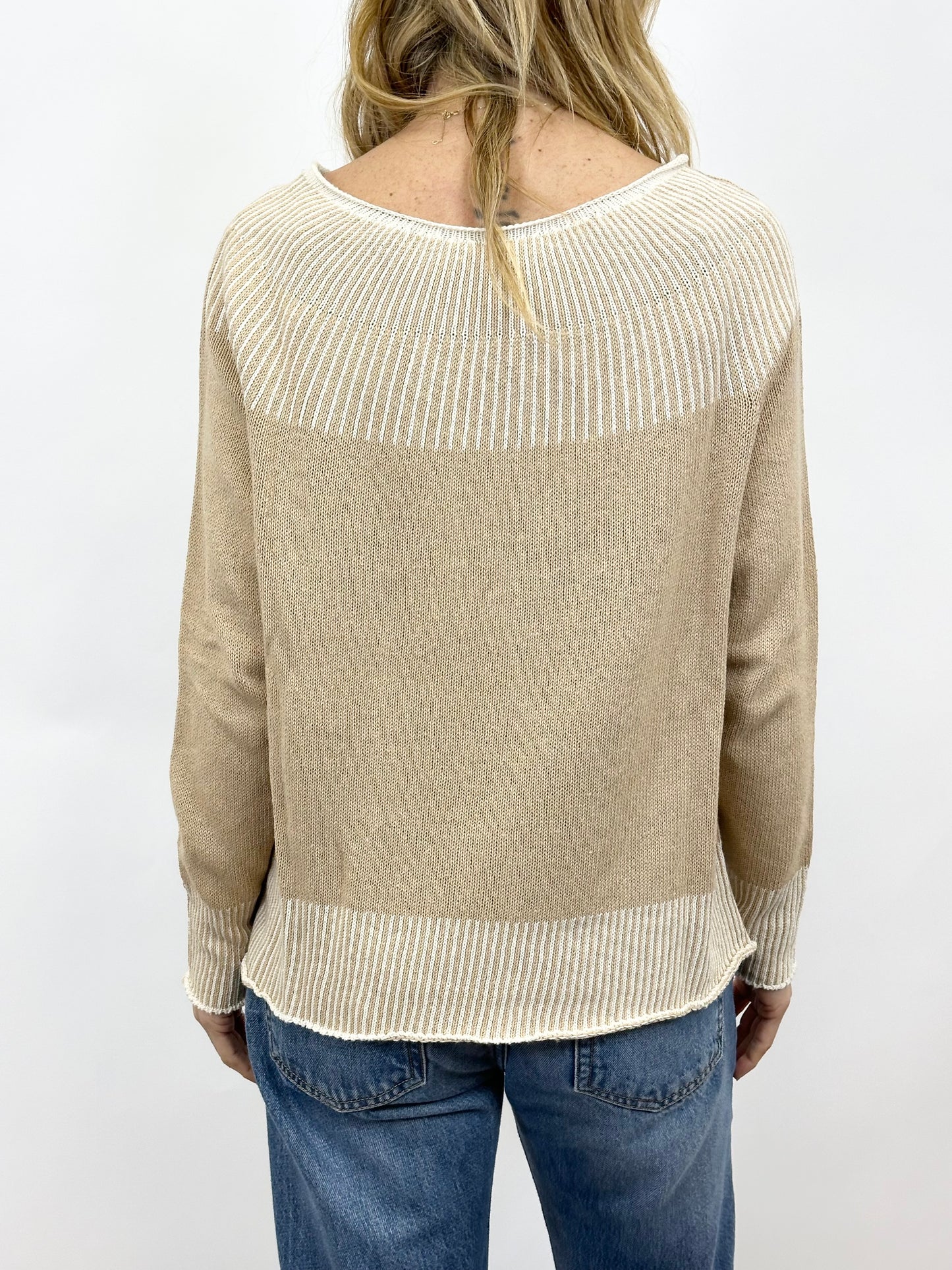 Maglia rifinitura a contrasto Beige