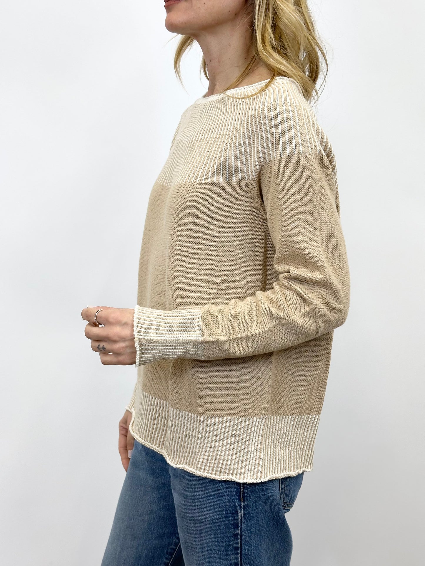 Maglia rifinitura a contrasto Beige