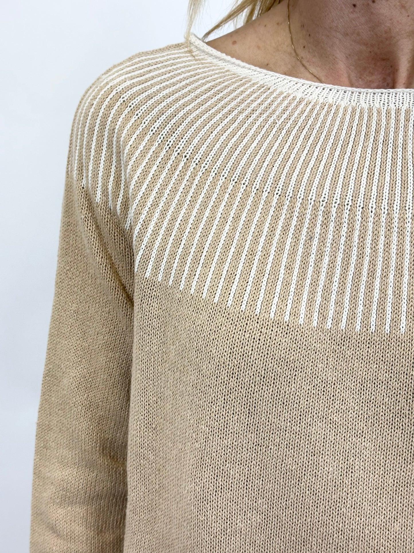 Maglia rifinitura a contrasto Beige