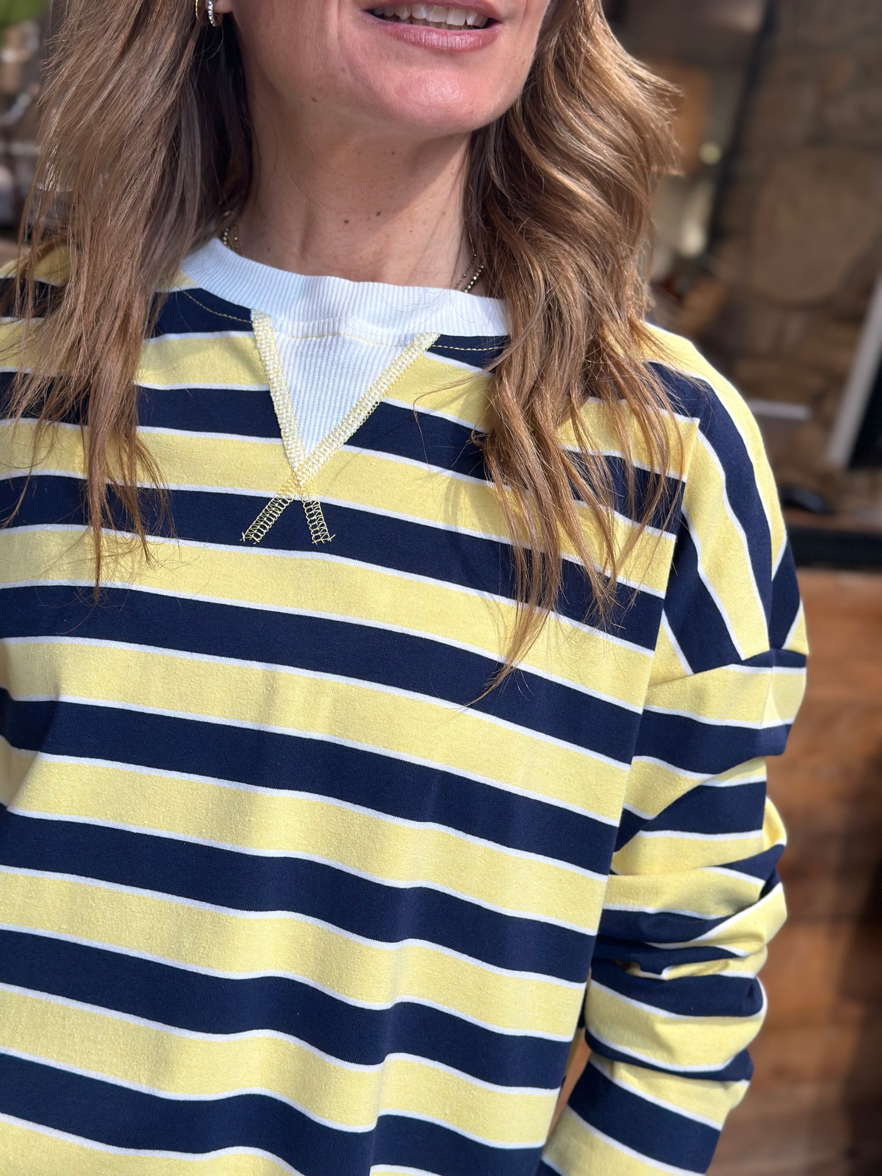 T-Shirt Over rigata Giallo _ MI.LE. for soku