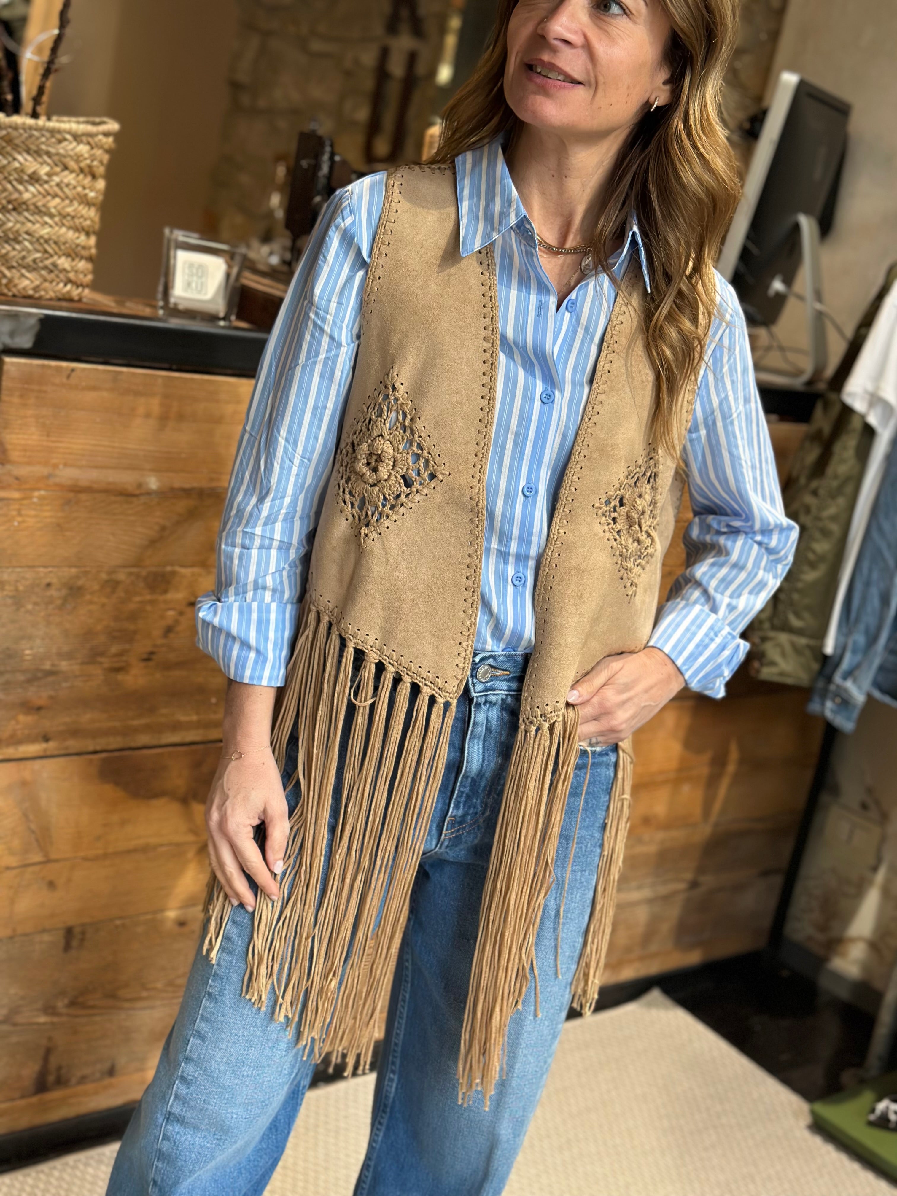 Gilet Effetto Suede Beige _ MI.LE. for soku