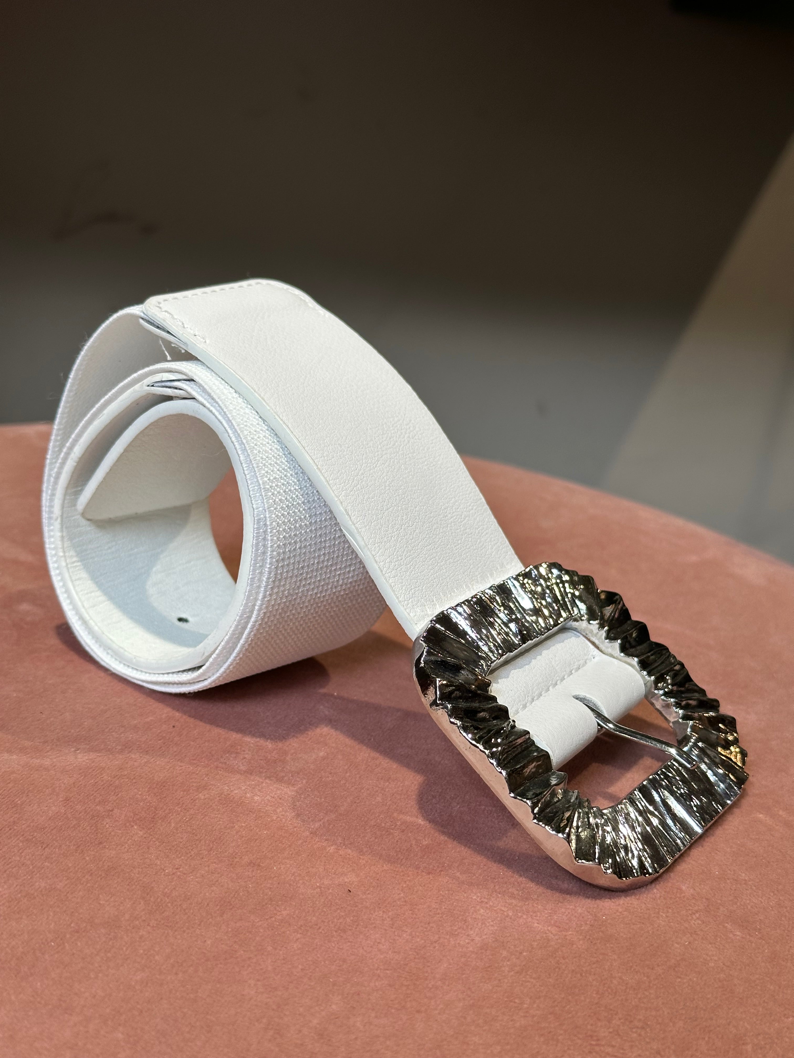 Cintura Bianco Fibbia Argento _ Soku