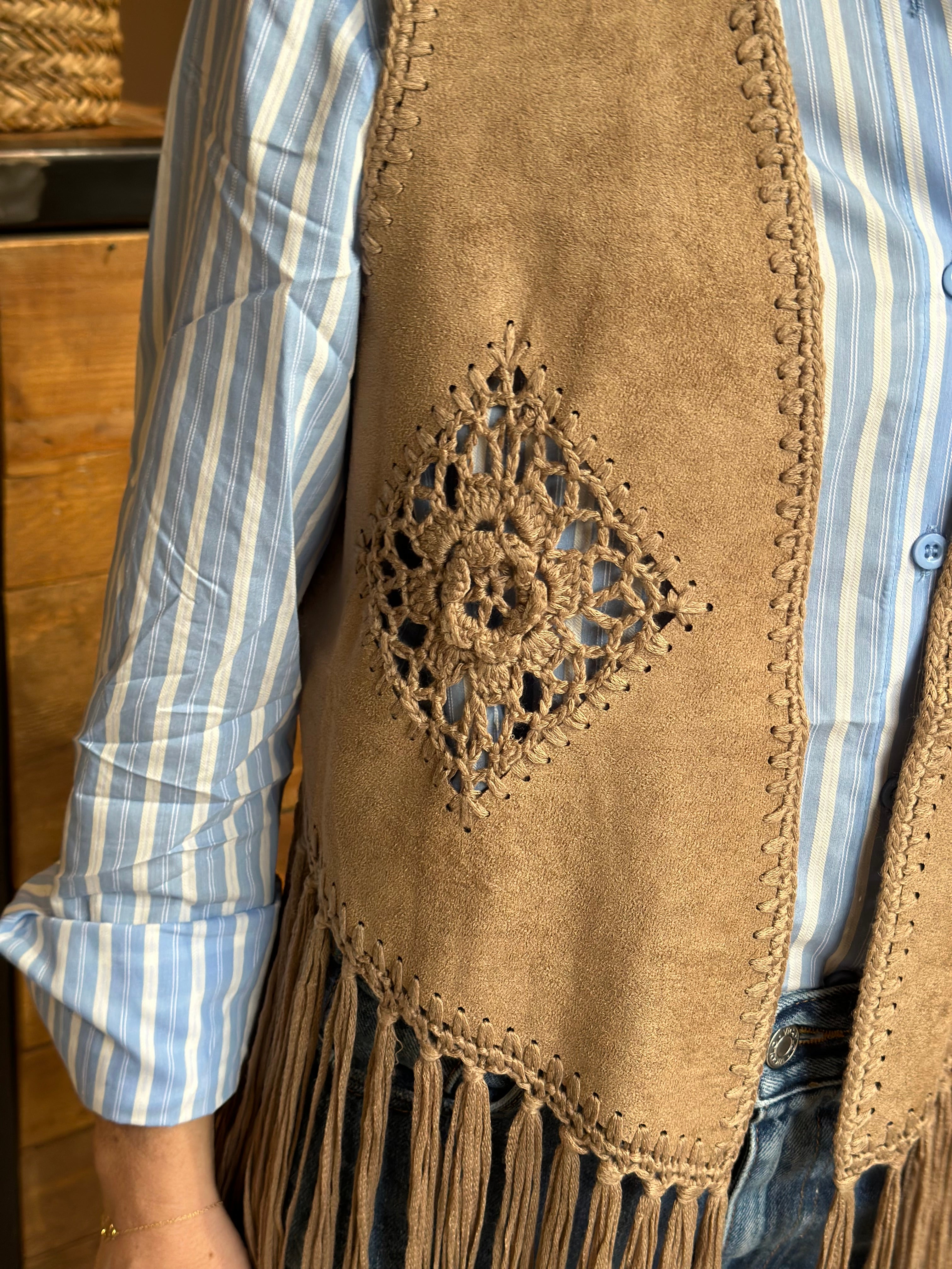 Gilet Effetto Suede Tortora _ MI.LE. for soku