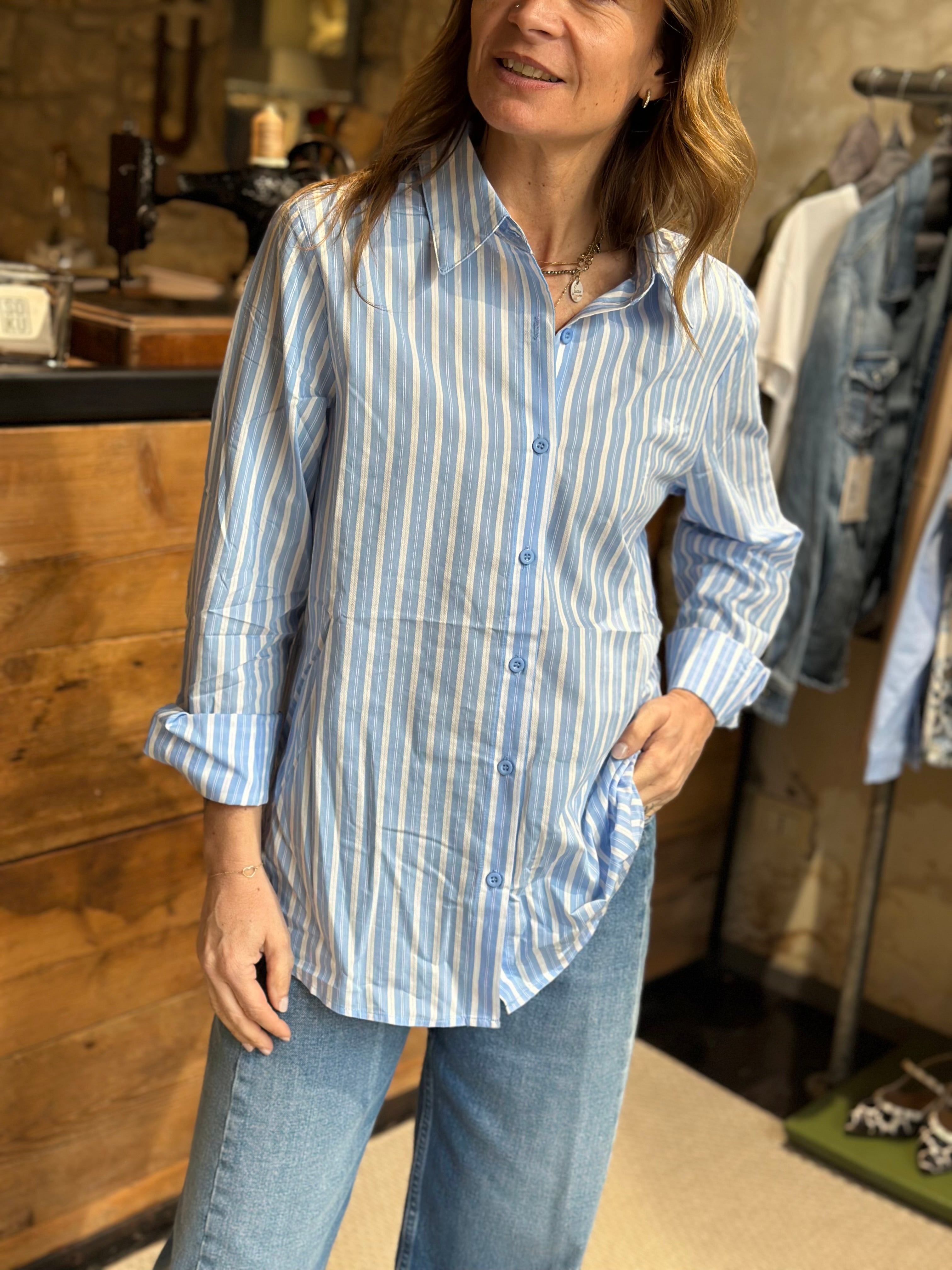 Camicia Rigata Celeste _ Mi.LE. for soku