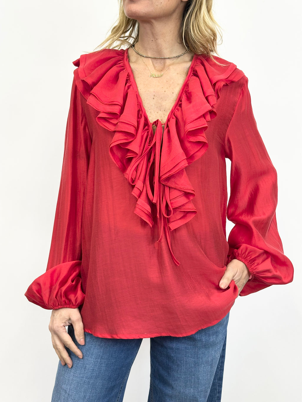 Camicia Rouches Rosso _ Vicolo