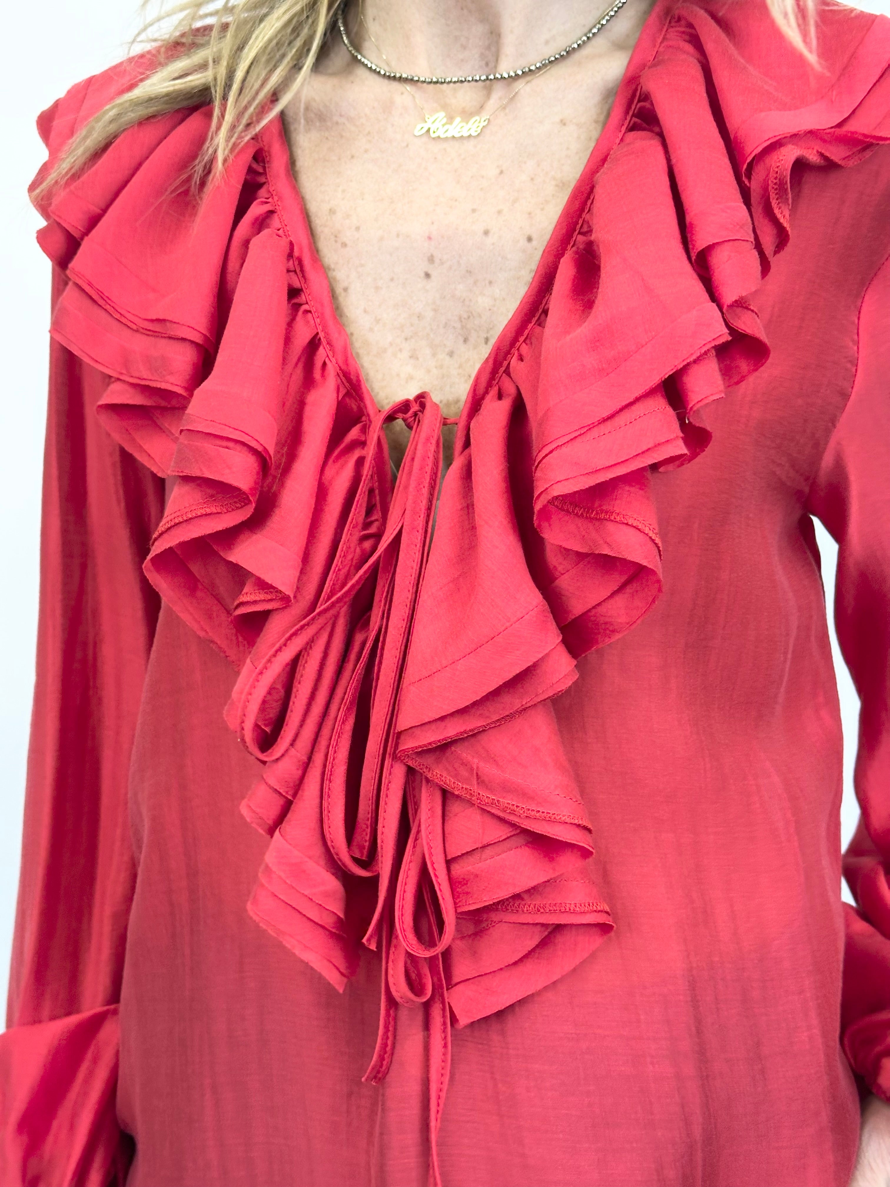 Camicia Rouches Rosso _ Vicolo