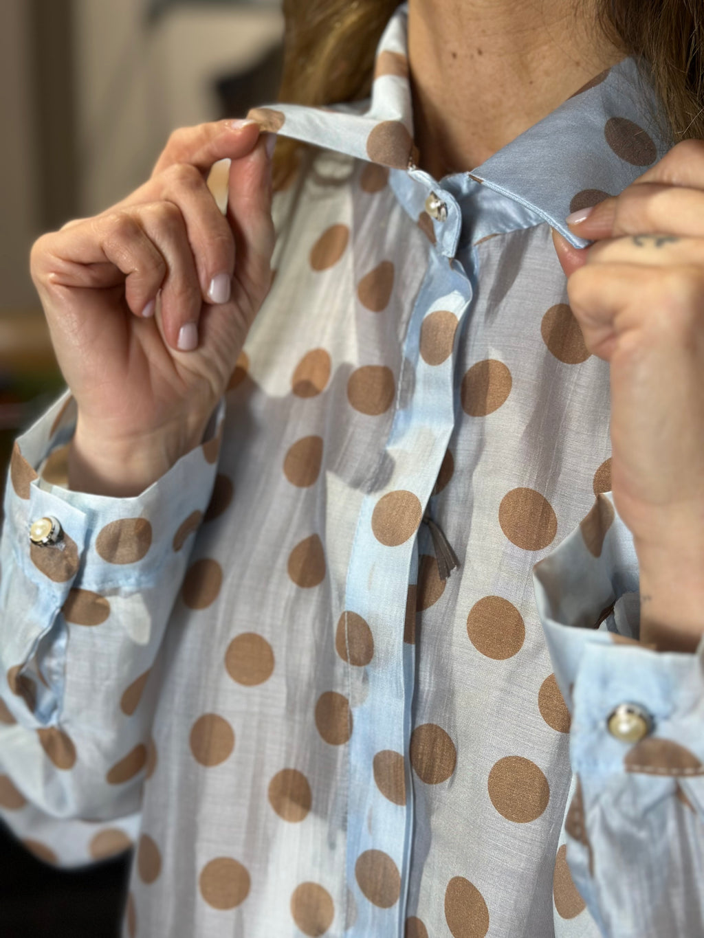 Camicia Pois Celeste _ MI.LE. for soku