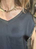 Camicia scollo a V Nero _ MI.LE.for soku
